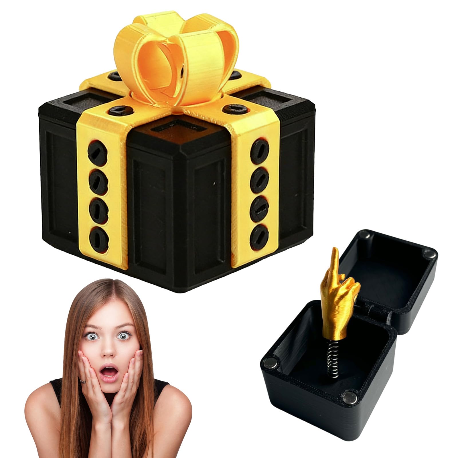 Mtbricey Middle Finger Surprise Gift Box with Screw for Adult，Black Gold