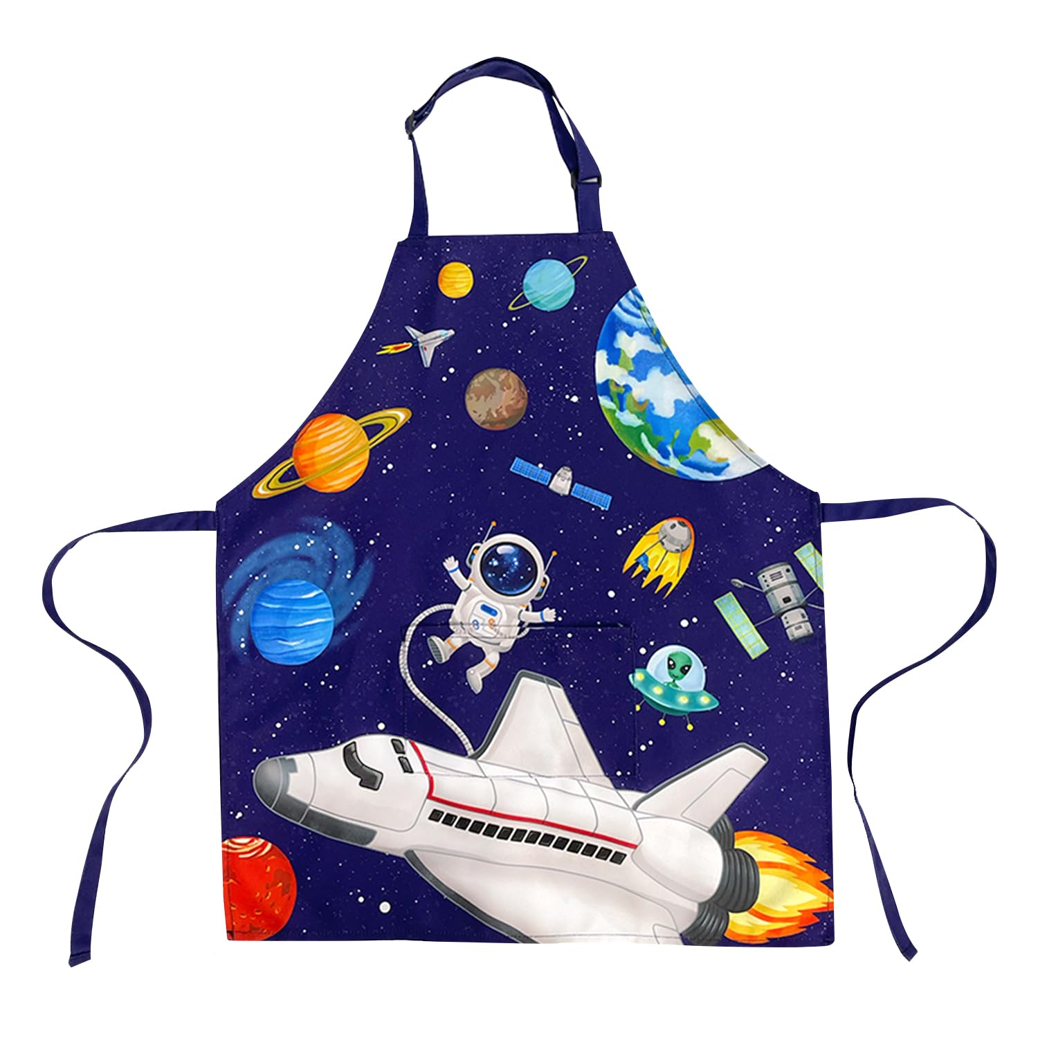Kids Apron Unicorn Cupcake Dinosaur Space Planet Boy Girl Children Cooking Baking Painting Art Pocket Strap Waterproof