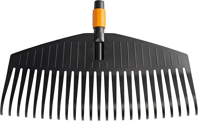 Fiskars QuikFit Rastrillo de hojas L, Cabezal de herramienta, 25 puntas, Longitud: 50 cm, Puntas de plástico, Negro/Naranja, 1000642