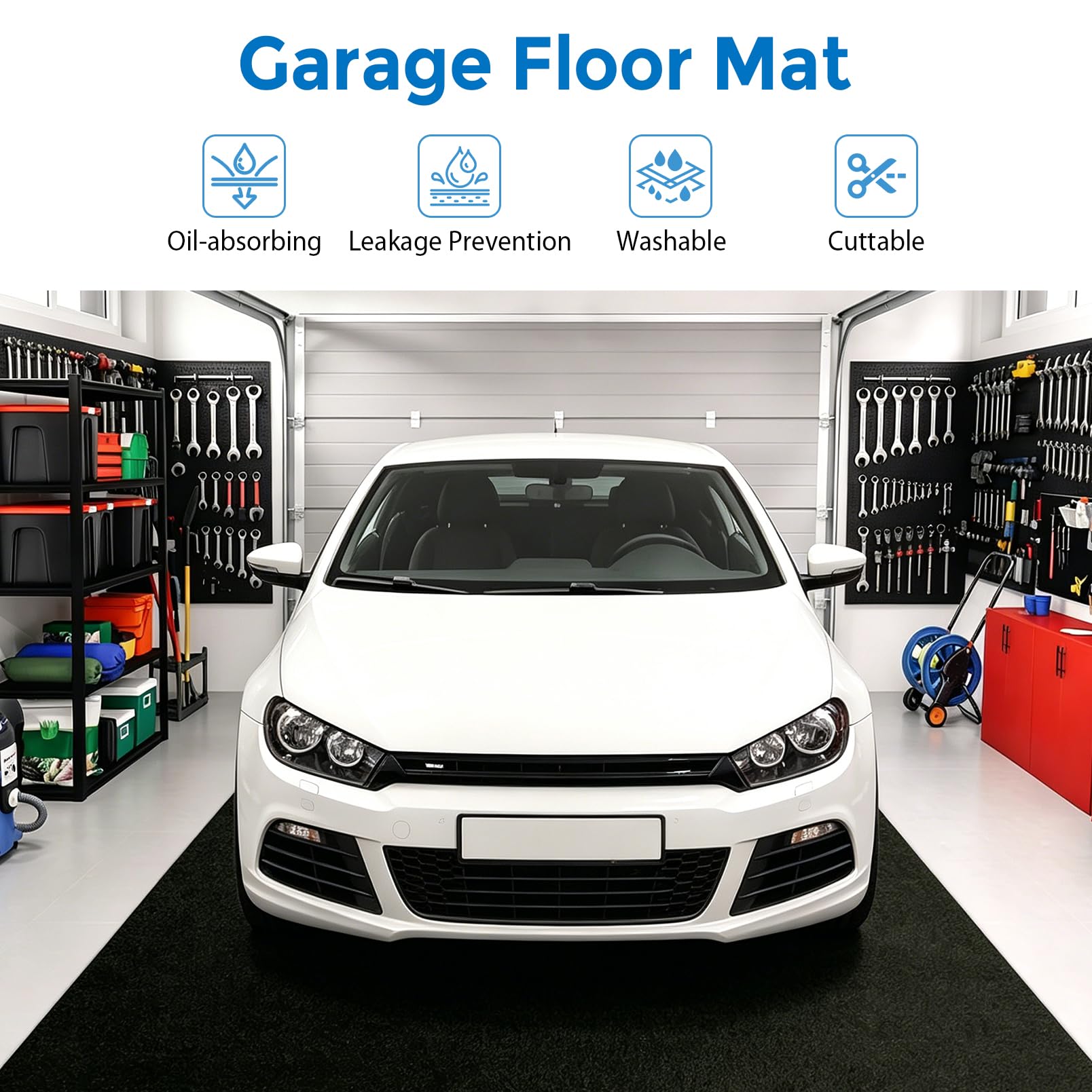 Alfombrilla de fieltro antideslizante para coche, impermeable, absorbente de aceite, reutilizable, para garajes, gimnasios y talleres, 223 cm x 520 cm x 3 mm