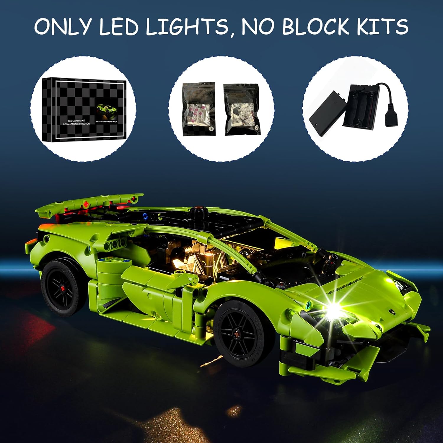 LED Light Kit for Lego Huracán Tecnica 42161 Building Set, Compatible with Lego 42161 Building Blocks Model(Not Include Blocks Set)