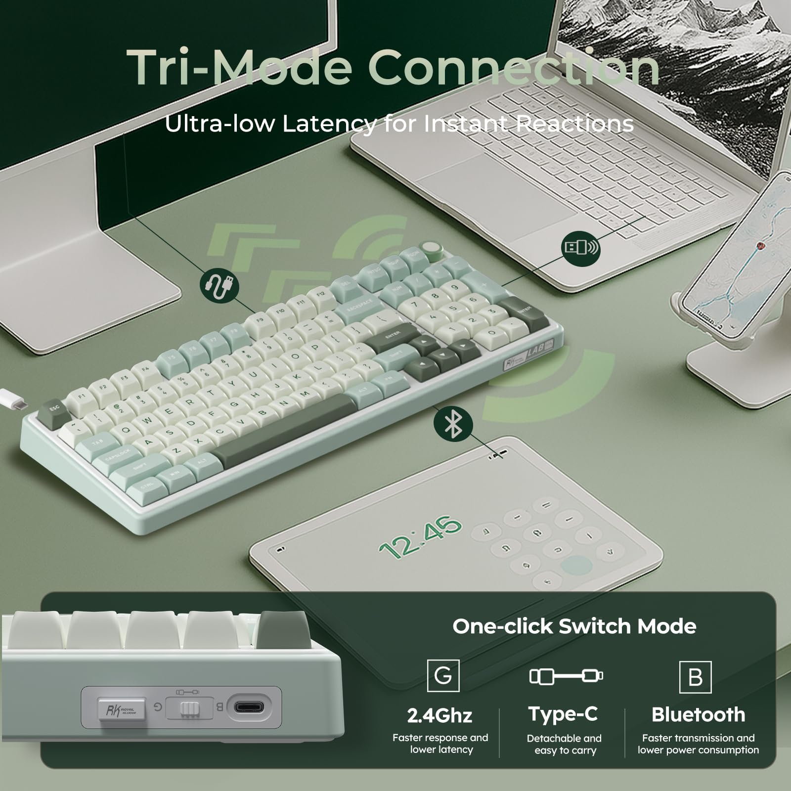 Amazon | RK ROYAL KLUDGE R98 Pro Tri-Mode メカニカルキーボード