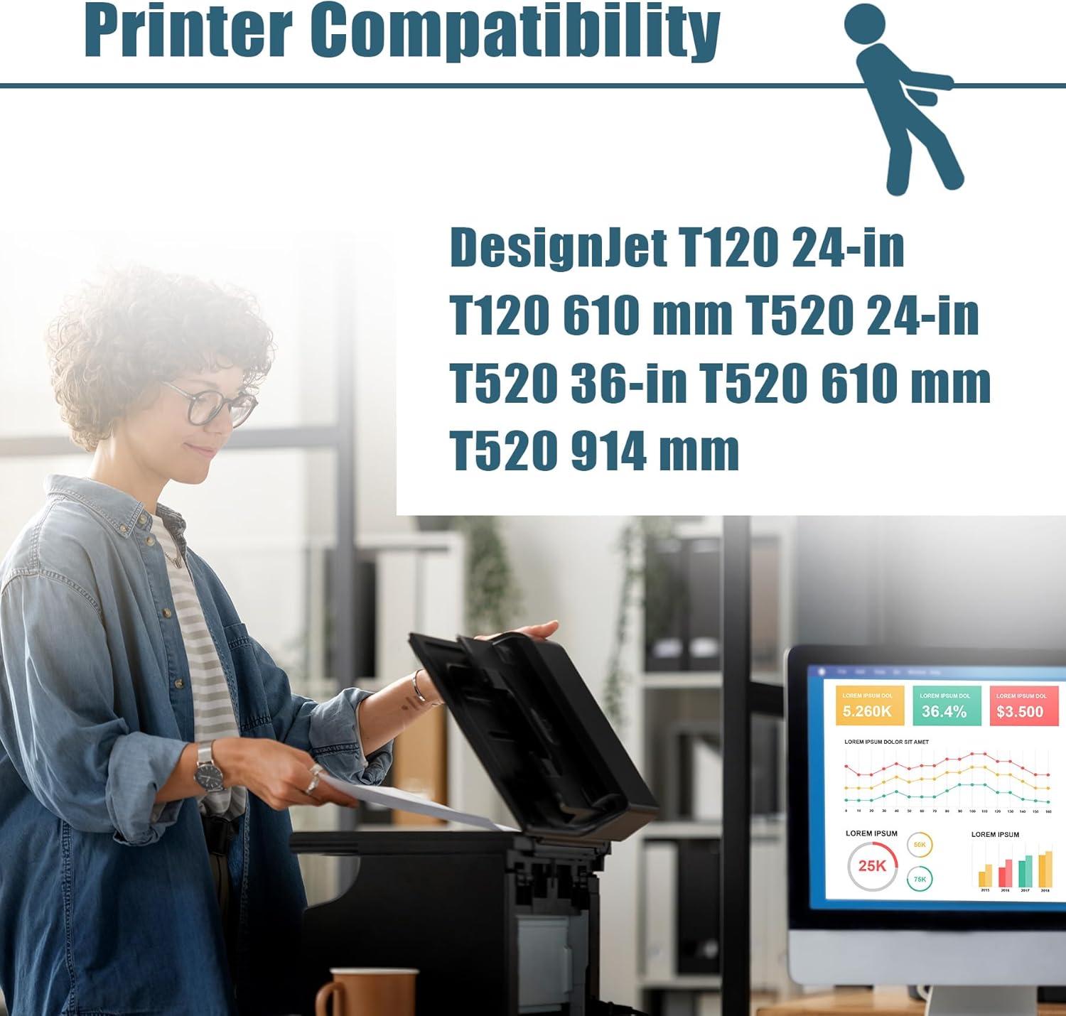711XL Ink Cartridge Compatible Replacement for HP 711 711XL Ink Cartridge for Designjet T530 T525 T520 T130 T125 T120 T100 Series Printers (5-Pack, 2Black 1Cyan 1Magenta 1Yellow)