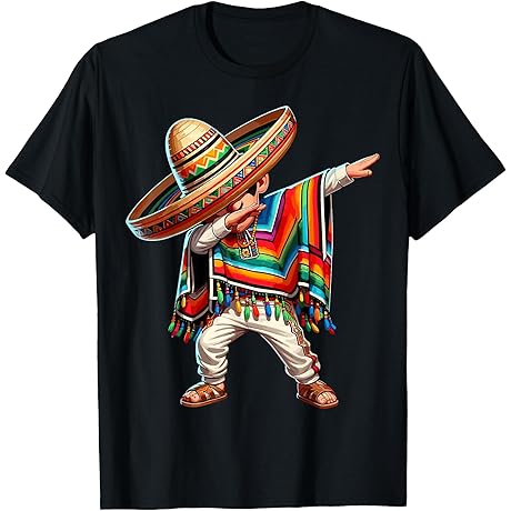 Mexican Boy Dabbing Poncho Cinco de Mayo T-Shirt