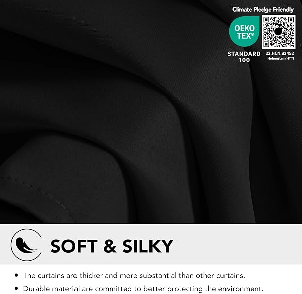 Deconovo Blackout Curtains Bedroom Super Soft Thermal Insulated Eyelet Blackout Curtains for Living Room 46 x 54 Inch Black 2 Panels - 5