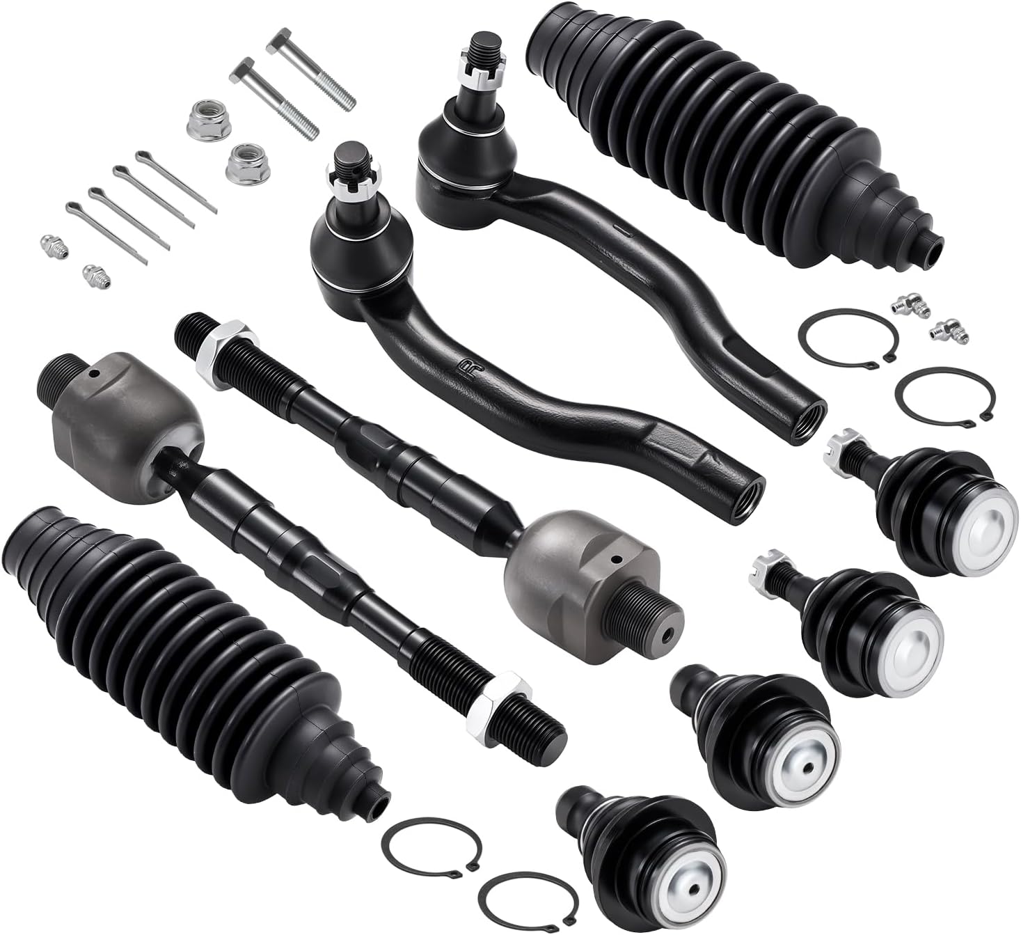 10-PC Steering Suspension Kits Compatible with Nissan Frontier 2005-2019,2xOuter tie rod ES800048 ES800108,2xInner tie rod EV800106,2xBall Joint K80647,2xBall Joint K80660,2xdust cover