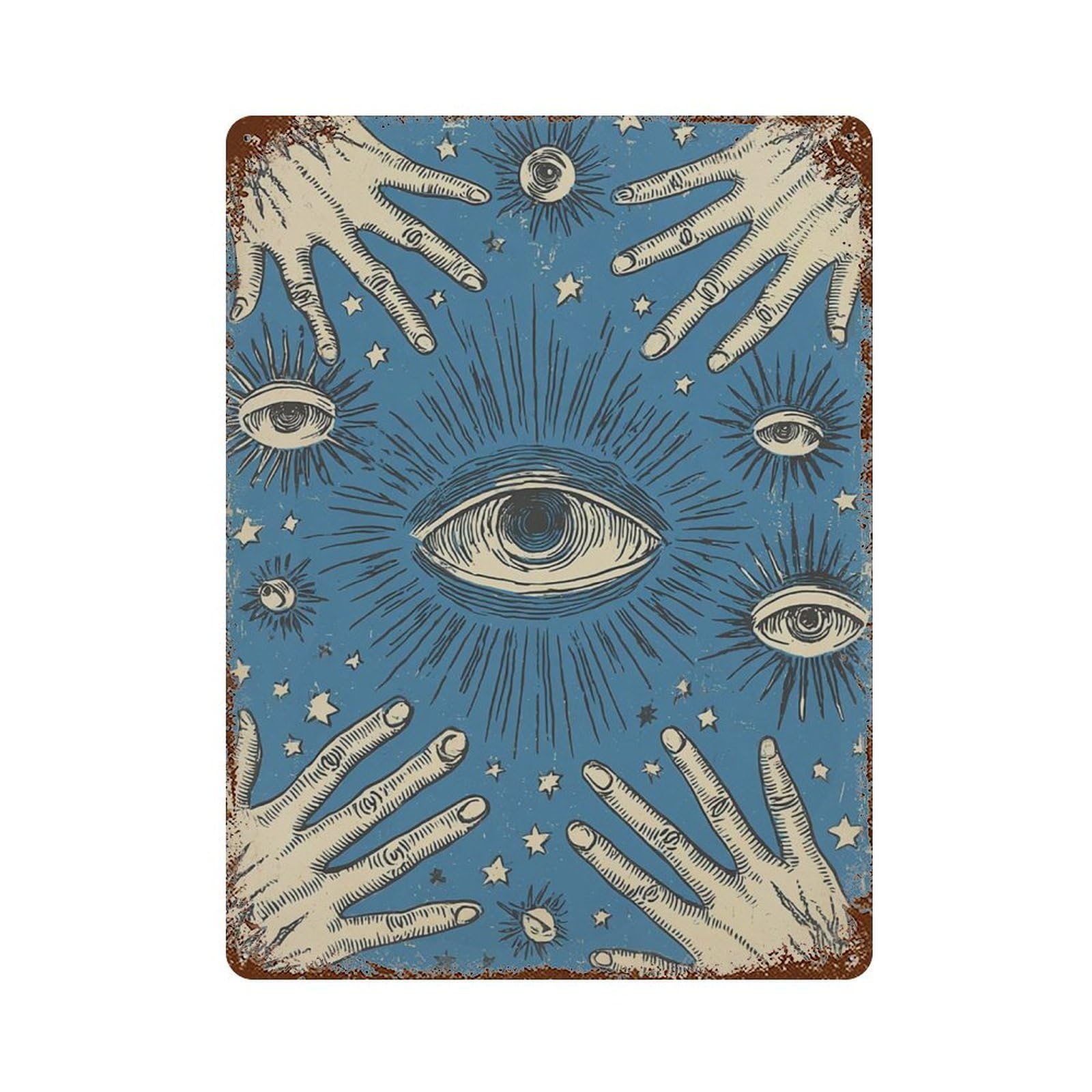 xiaoxiaoshen Mystic Eye Celestial Hands Esoteric Symbol Wall Decor Art Metal Tin Poster Modern Home Decor Art Home Bar Shop Decorations Vintage Sign 40x30cm