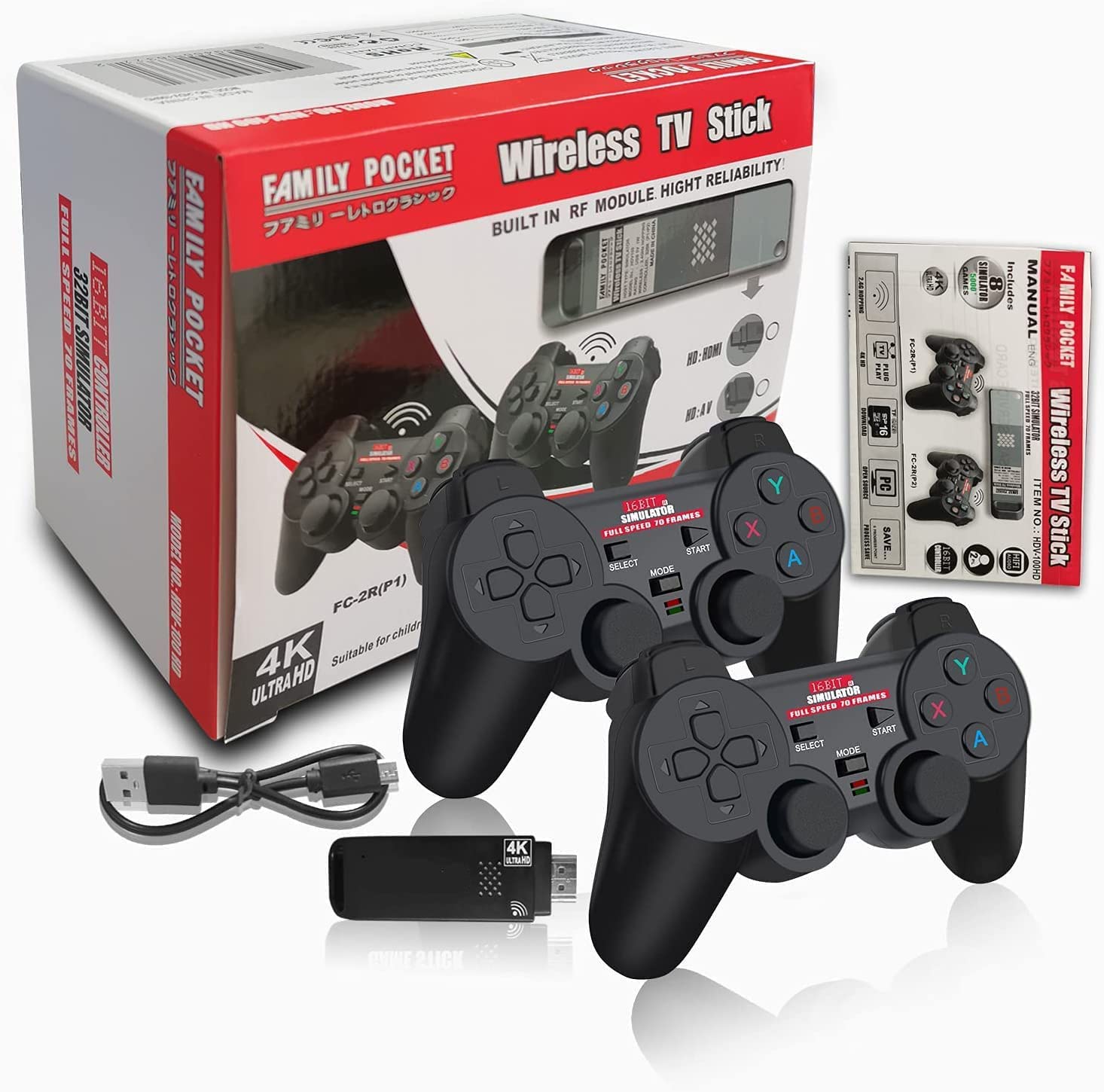 Consola De Juegos Retro Inalámbrica con Salida 4K: Controlador Dual Super Gamepad Joystick Incorporado 5,000 Juegos HD, Niños