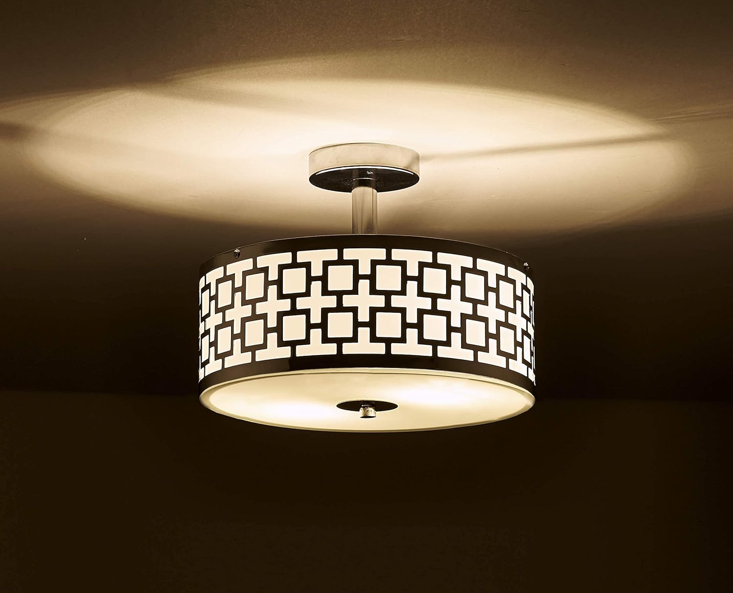 Buу 1 gеt 1 🔥 SOTTAE Modern Semi Flush Mount Light Fixture Drum Ceiling Light,Glass Diffuser Flush Mount Bedroom Ceiling Lights,Ceiling Lamp for Living Room Kitchen Hallway,Chrome Finish 2-Light 12 Inch