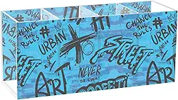 Joisal Porta-lápis de acrílico preto azul grafite abstrato, suporte de pincel de maquiagem para penteadeira, organizador de marcadores, organizadores de recipientes de maquiagem