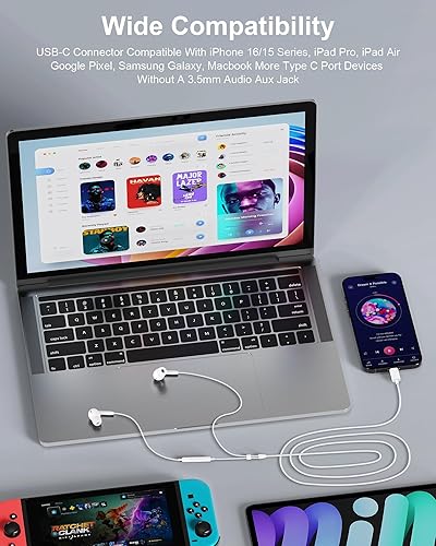 Miniatura 6 de iPhone 17 Pro Max - Auriculares con cable USB-C para iPhone 17Pro i Phone Air Pods 16e 16 Pro Max 16Pro 15 Plus, auriculares Apple con cable USB C