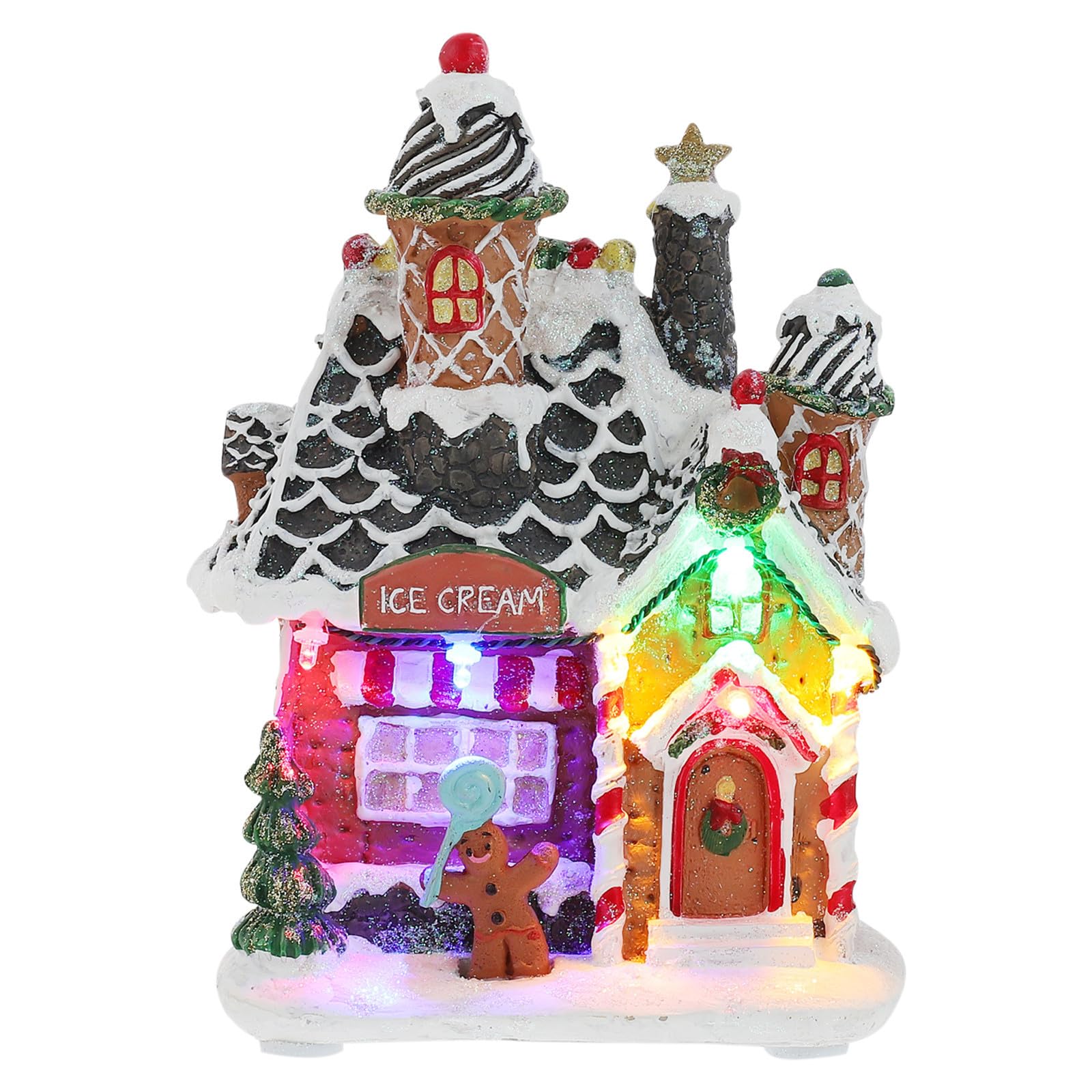 Anneome Adorno Luminoso de Resina para Escritorio Casita de Nieve Navideña con Luces LED Decoración de Navidad para Interiores Opción Decorativa Xmas