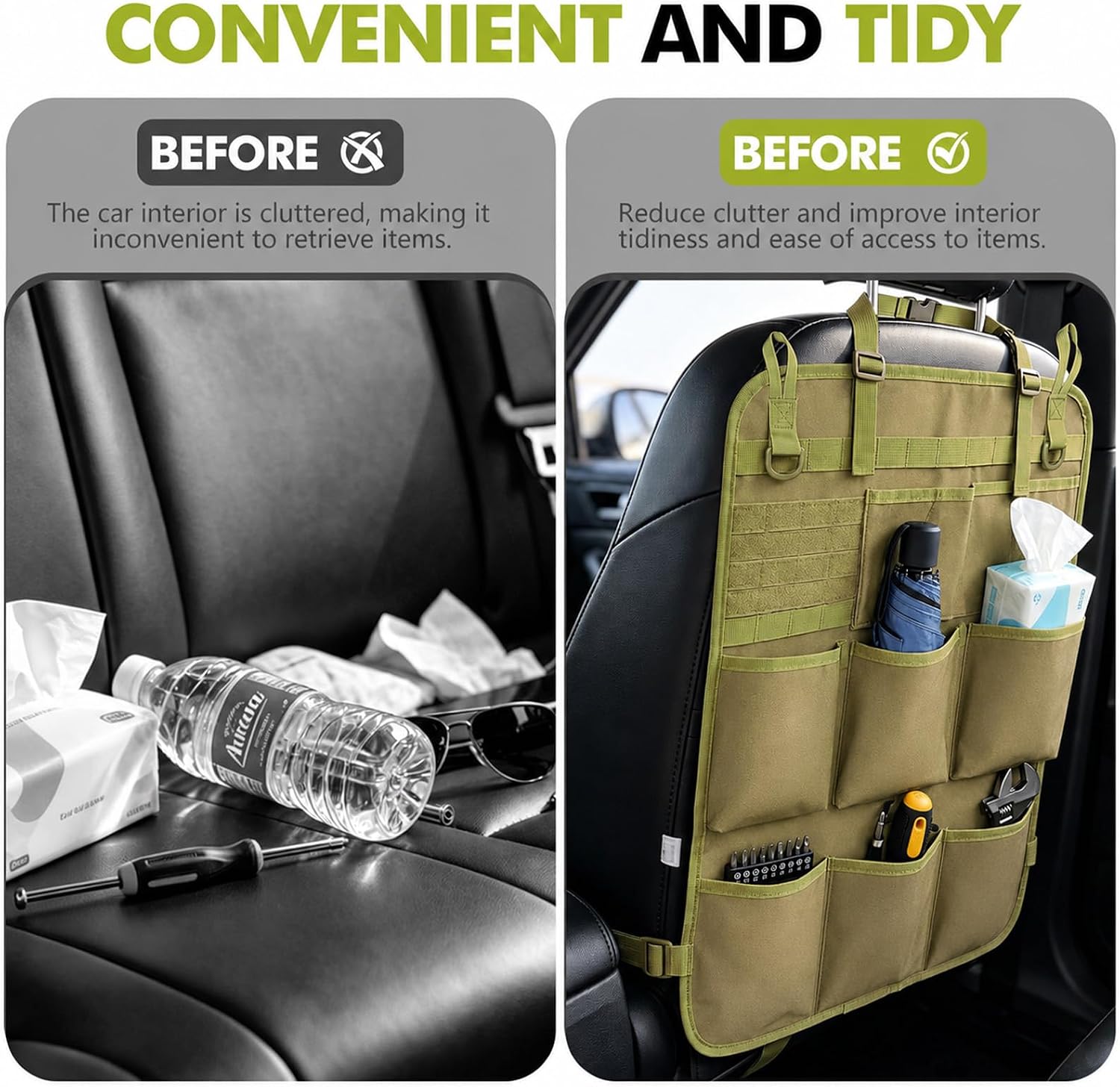 Tactical Car Seat Back Organizer (Khaki) image 5