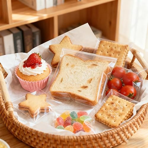 Miniatura 6 de 200 bolsas de plástico transparente, bolsas de celofán autosellantes, bolsas de celofán resellables para panadería, galletas, dulces, envolturas