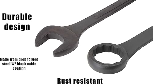 Miniatura 3 de VCT Juego de 10 llaves combinadas SAE de óxido negro Jumbo  1-516" - 2" con bolsa de transporte