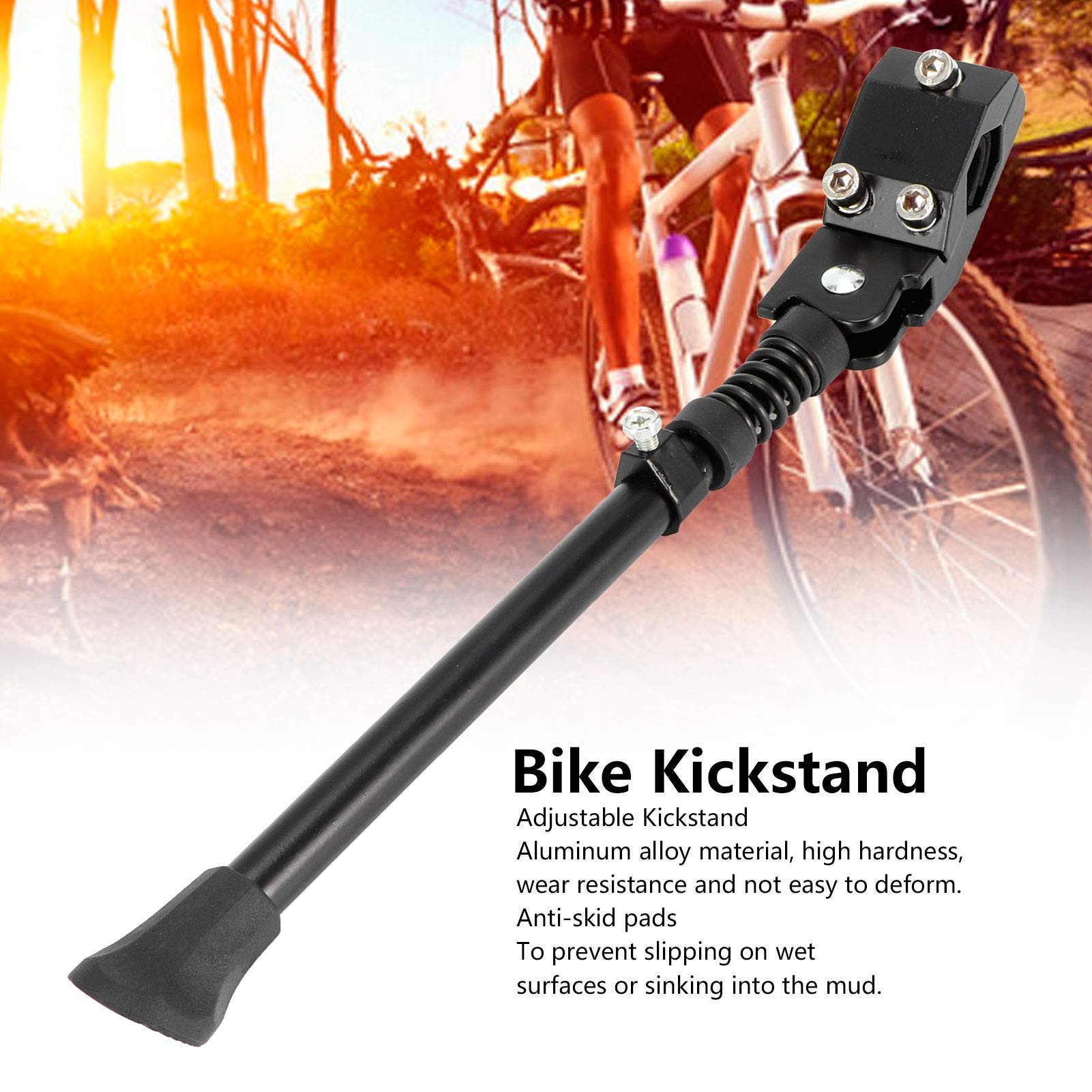 Fdit Podpórka do rowerów górskich, rowerowa stopka ze stopu aluminium regulowana dla 40 cm 50 cm 61 cm średnica opony (czarna)