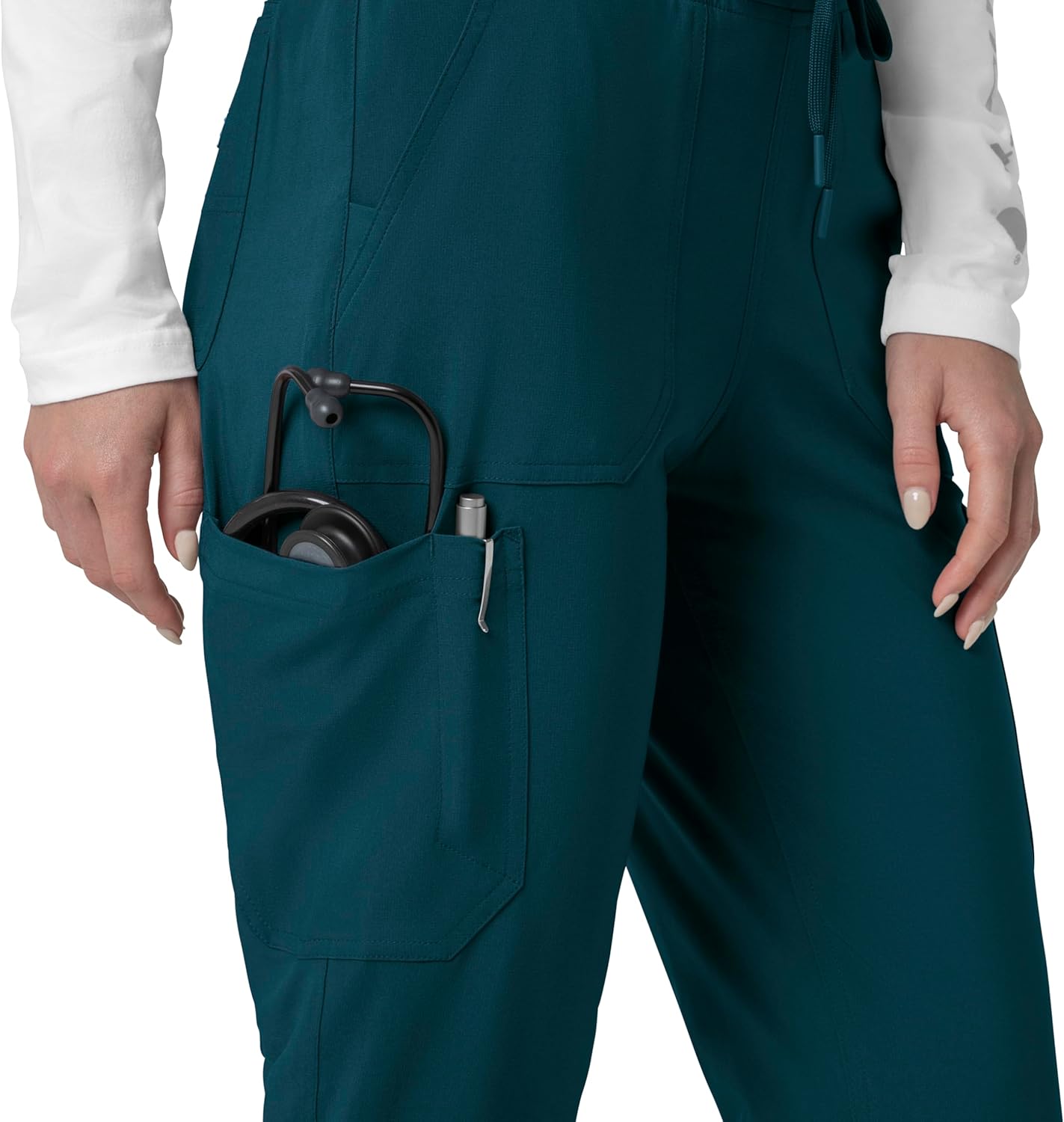 Carhartt Scrubs for Women Force Cross-Flex Cargo Joggers Pants with Drawstring and 8 Pockets Caribbean Blue - Image 11