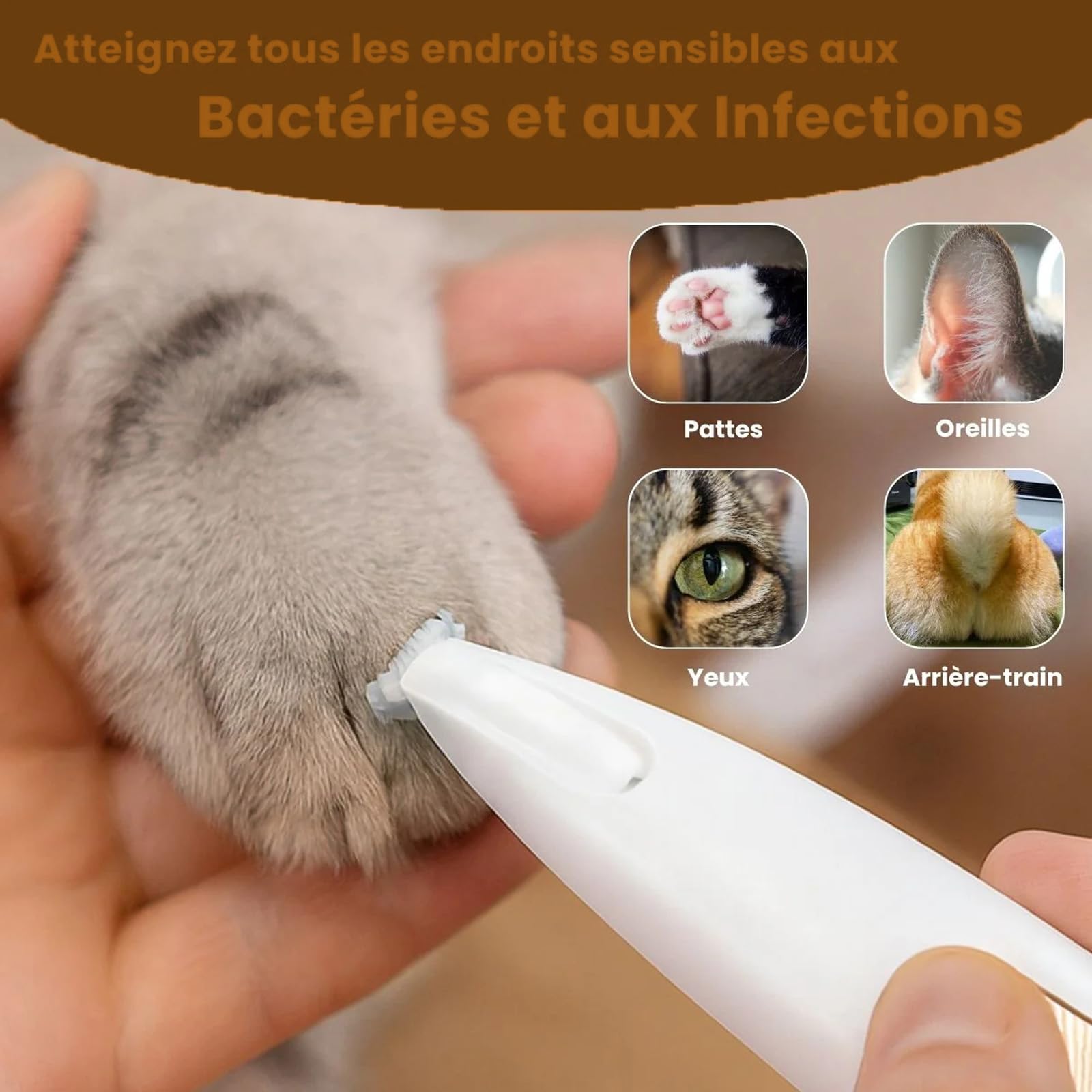 Patounet Tondeuse de précision pour chat, Tondeuse patte chien entre coussinets, Douce pour chien et chat, Lames céramique et inox, LED intégrée,toilettage zones sensibles sans stress (Avec lame)