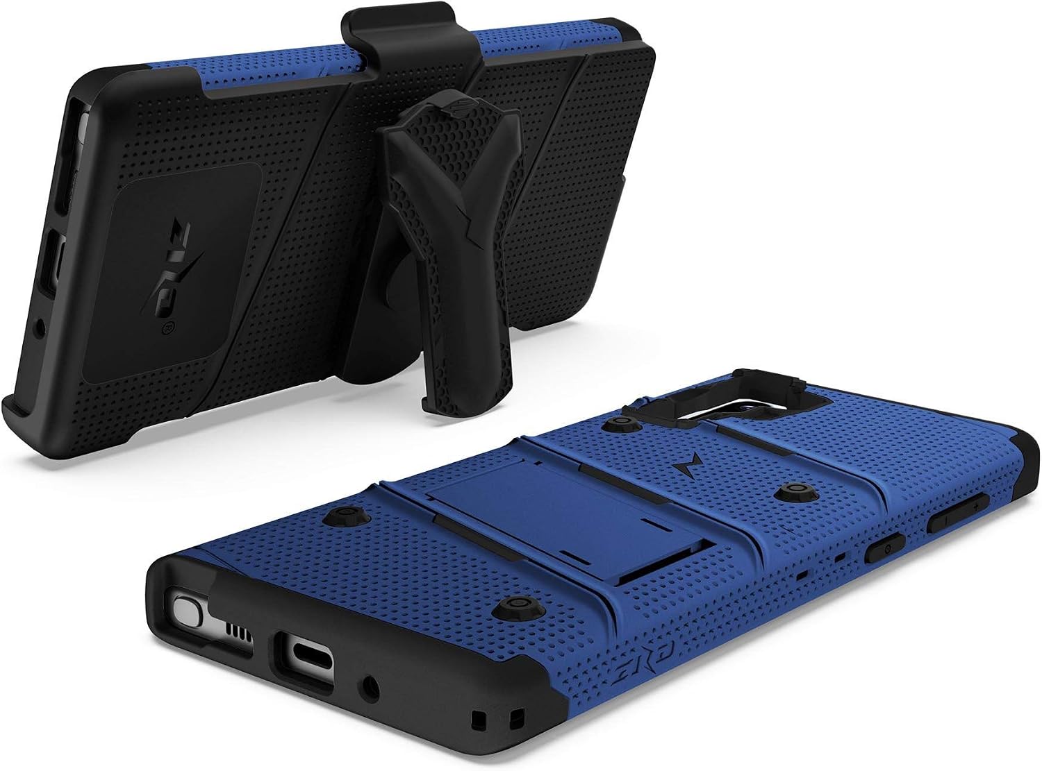ZIZO Bolt Series for Samsung Galaxy Note 10 Case | Heavy-Duty Military-Grade Drop Protection w/ Kickstand Included Belt Clip Holster Lanyard (Blue/Black)