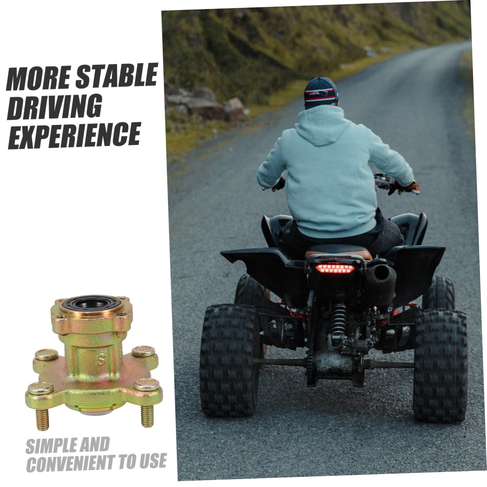 Cabilock Mozzo Ruota Anteriore ATV e Go Kart in Ferro Oro Distanza Fori 88mm e 4 Fori per Installazione Facile e Fissaggio Sicuro Adatto a Spiagge e Aree Selvagge