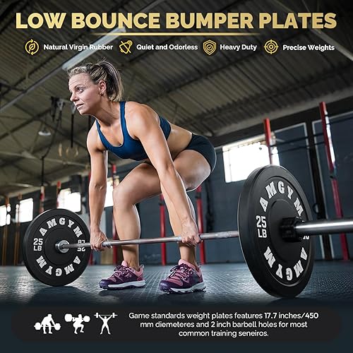 Miniatura 3 de 2 Inch Bumper Plates，10-500lbs，Barbell Rubber Olympic Weight Plates Set for Home Gym, Strength Training & Weight Lifting, Multiple Options