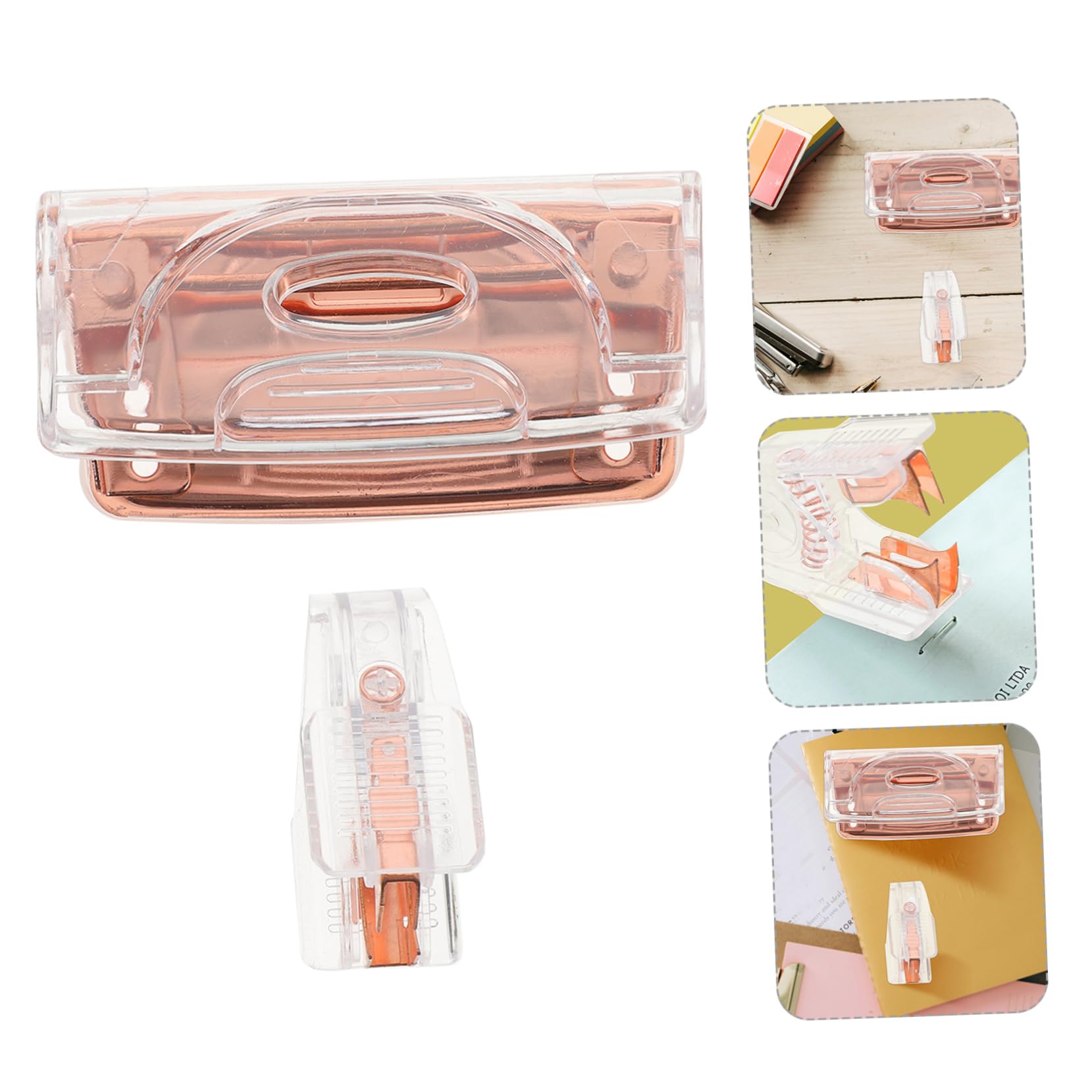 SHINEOFI 4sets Foratrici e Pinzatrice Trasparente Utensili Da Ufficio Eleganti Per Documenti e Raccoglitori Include Foratrici e Pinzatrice Per Presentazione Professionale