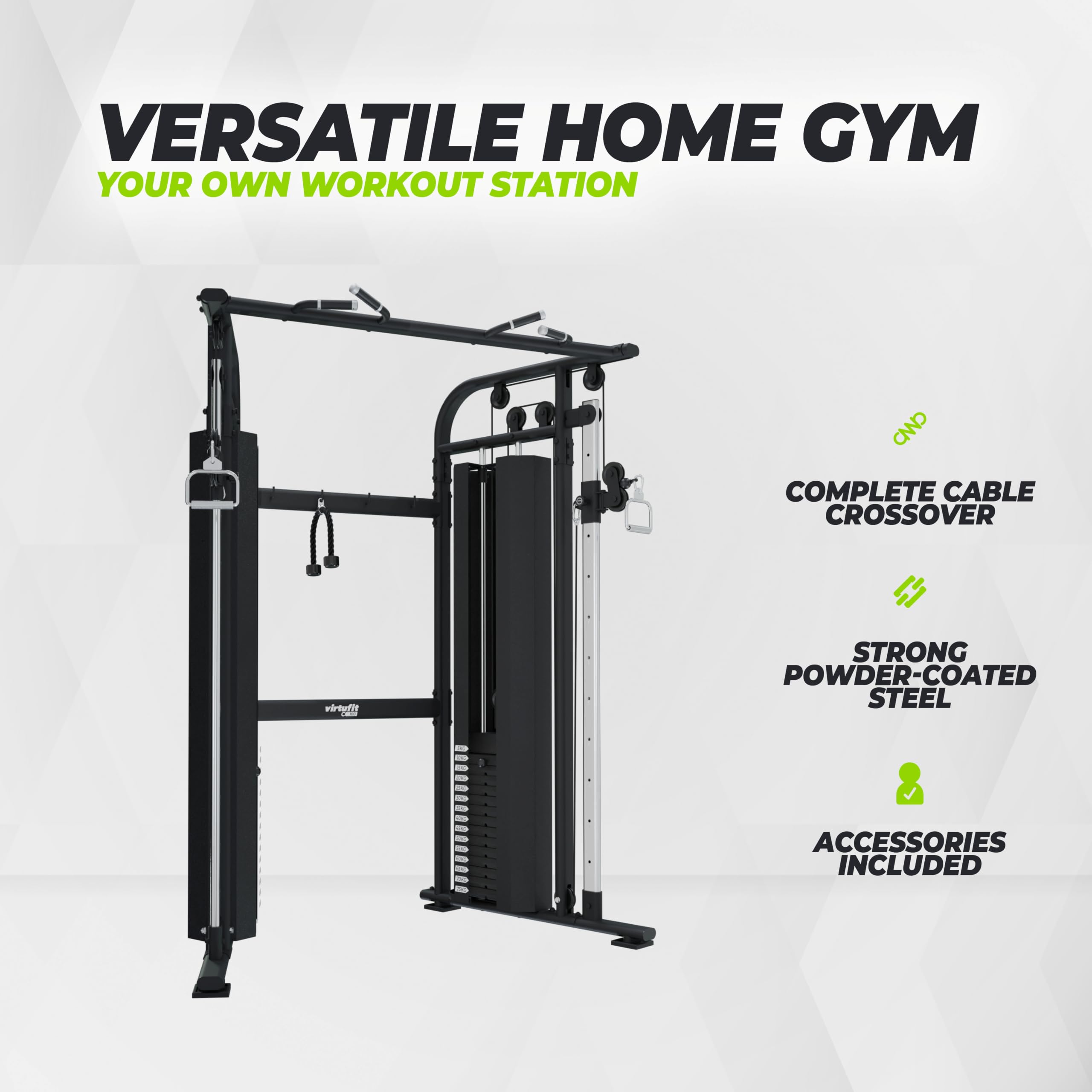 VirtuFit CC100 Kabelzug-Crossover – zweifach verstellbare Seilrolle – Funktionstrainer