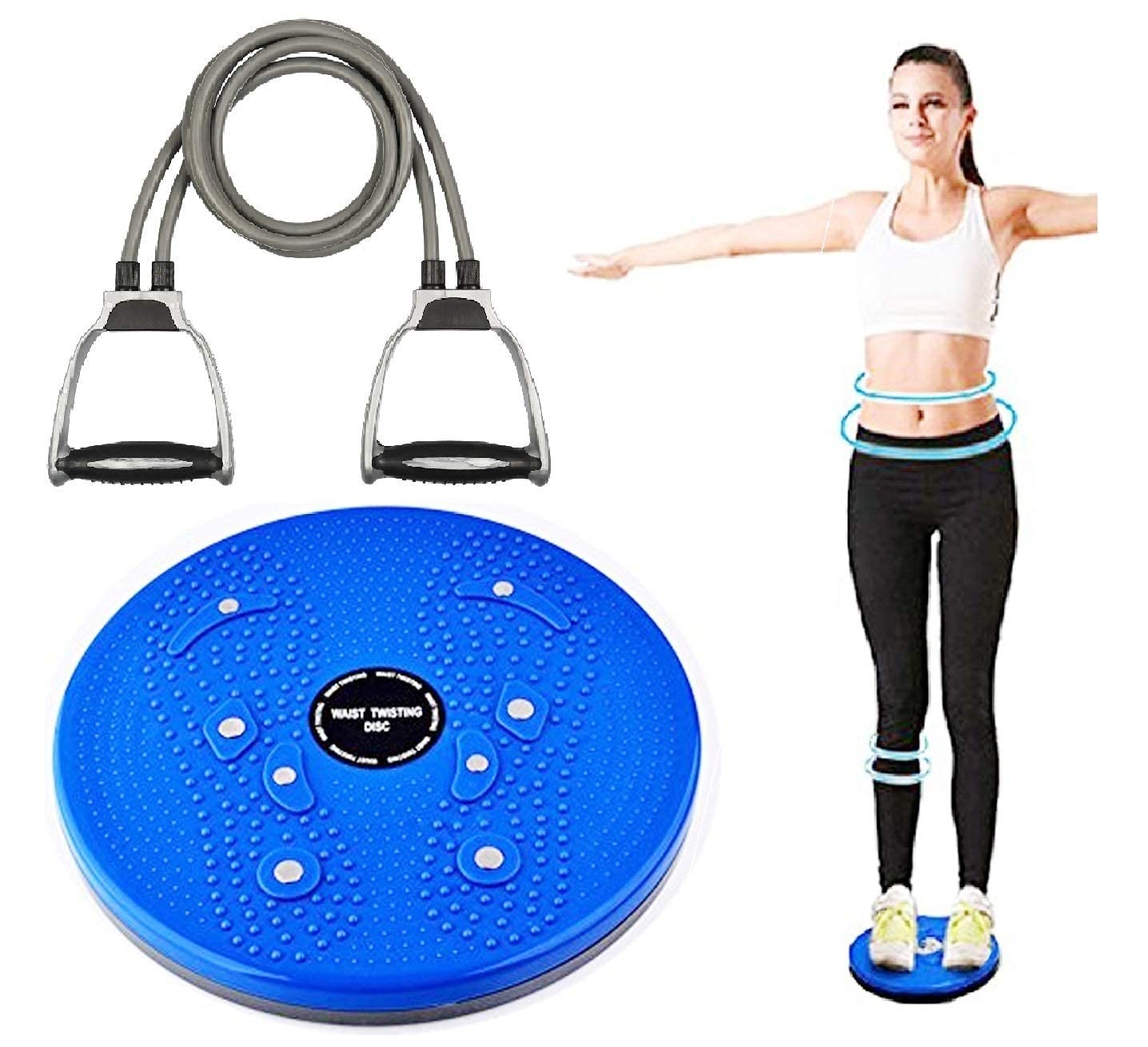 NJV Tummy Twister and Resistance Band (2IN1 Combo Pack) Fitness Exercise Gym Accessories Full Body Stretching Strength Abdominal Core and Chest Abs Exercise Equipment,Multicolour,One Size(Fat Cutter)-image-18