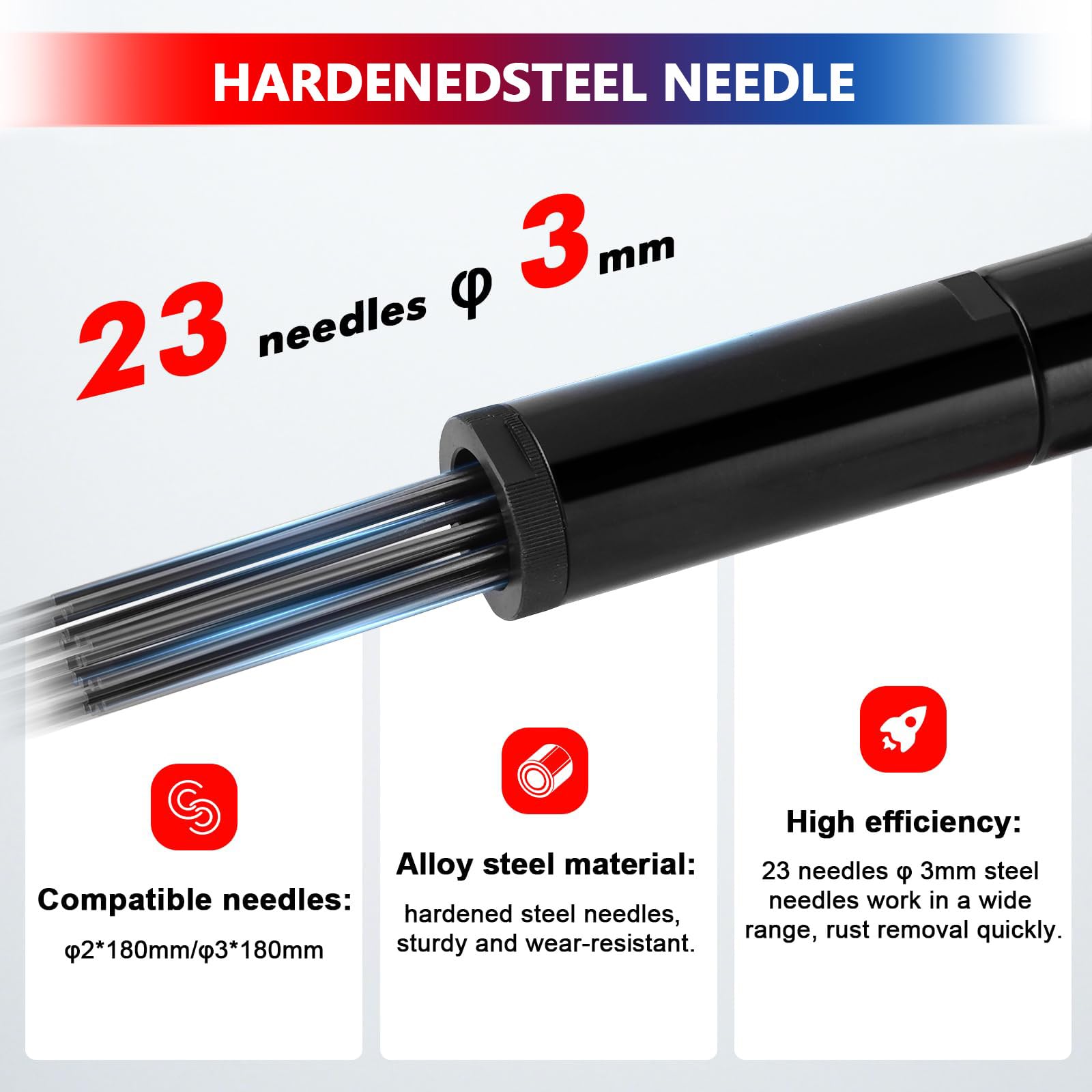 Desincrustador de Agujas Eléctrico, Máquina de Limpieza de Eliminación de Óxido, 1100W Potencia, 30 Minutos de Trabajo Continuo, para Eliminar Óxido, Escoria de Soldadura y Pintura 220v