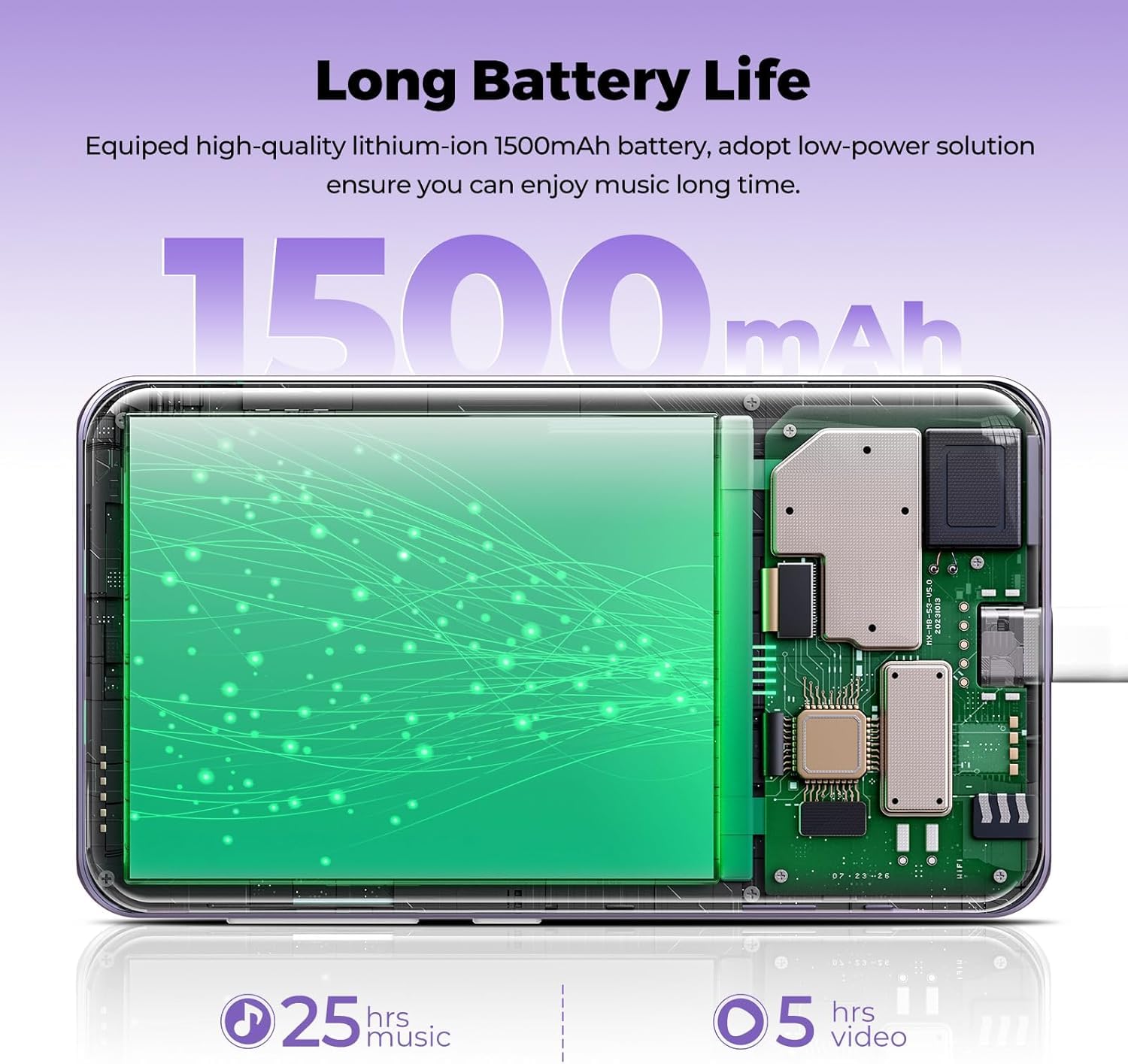 Reproductor de música Android con altavoz, hasta 1 TB (morado puro)
