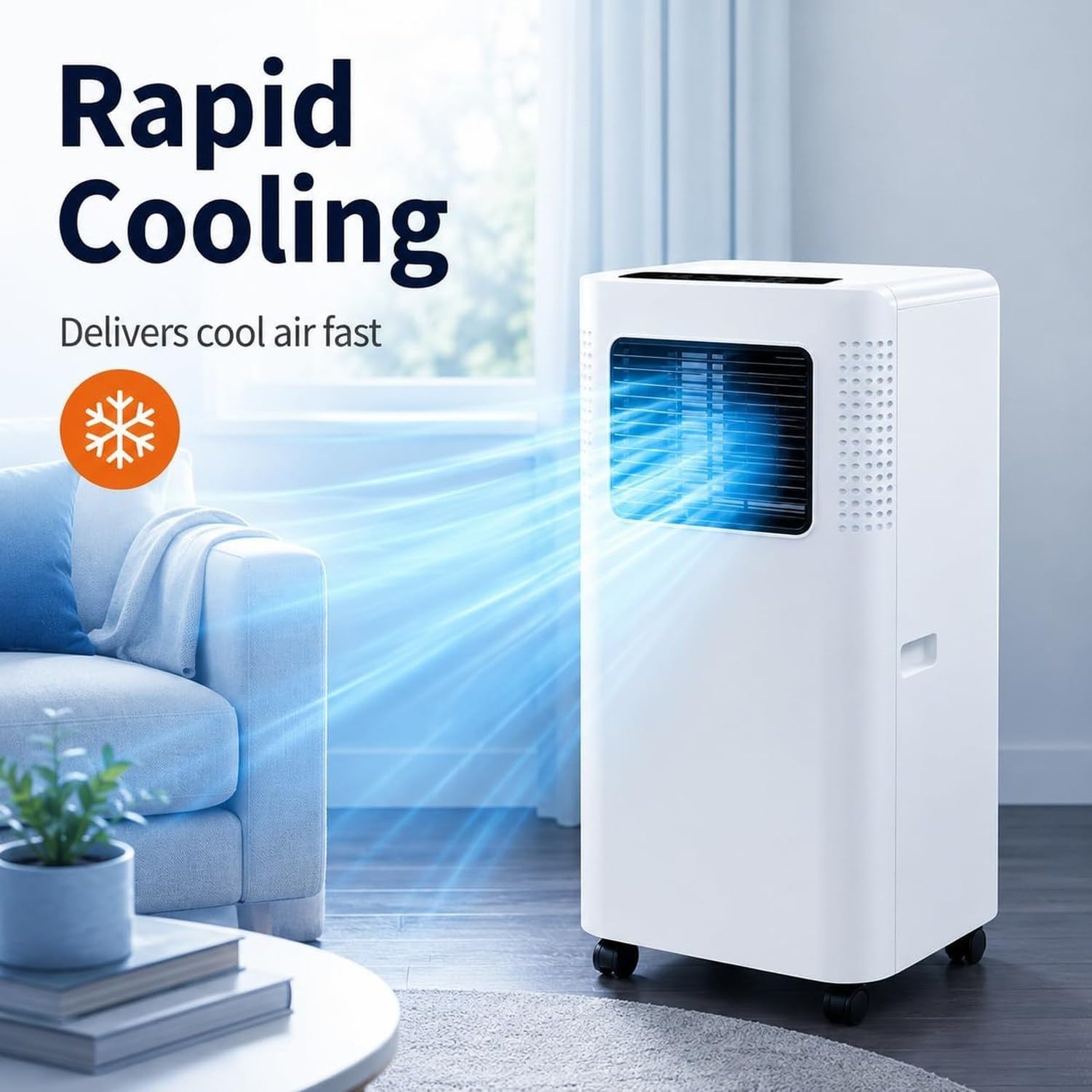 Aire Acondicionado Portátil 7000 BTU, 2 en 1 Frío y Deshumidificador, Control de Temporizador, Modo Sueño, Bajo Ruido 50-60 dB, Ventilación por Ventana Fácil, p