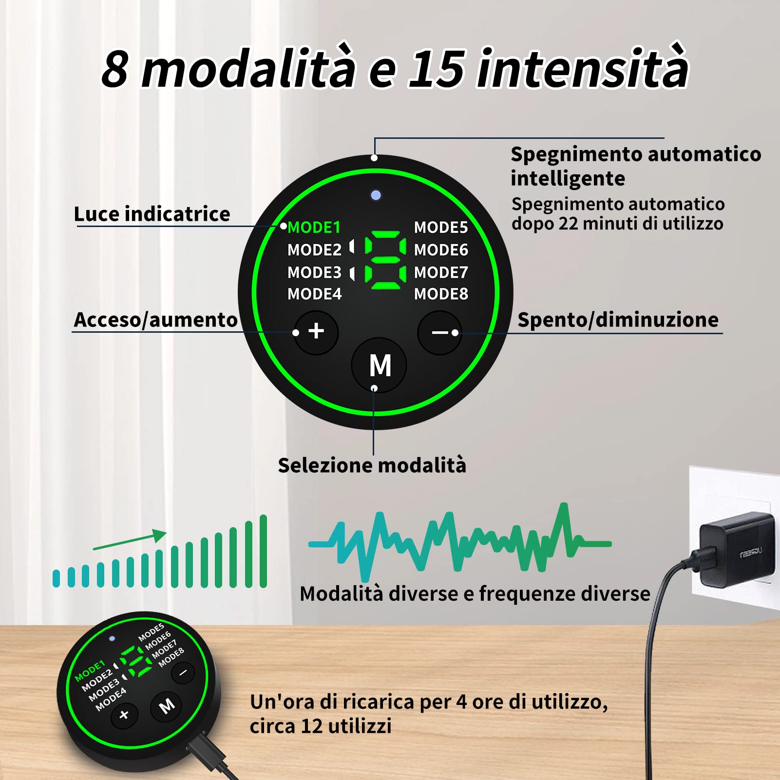 JH-N1, elettrostimolatore Muscolare Gioventù Unisex, Verde, Universale
