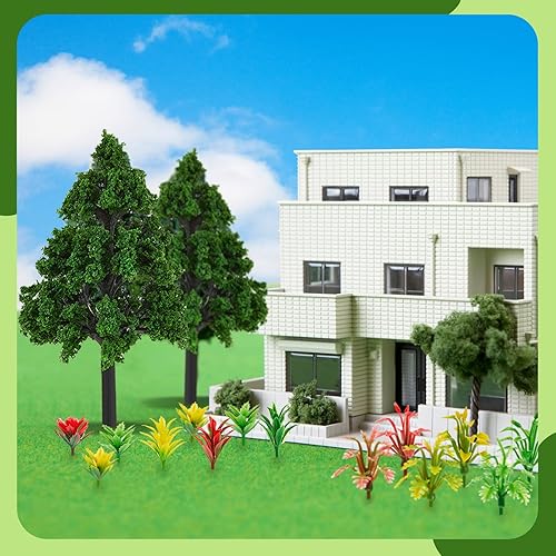 Miniatura 6 de Crowye 160 piezas de árboles de modelo mixto, mini árboles de diorama, suministros de diorama, árboles en miniatura para manualidades, árboles de
