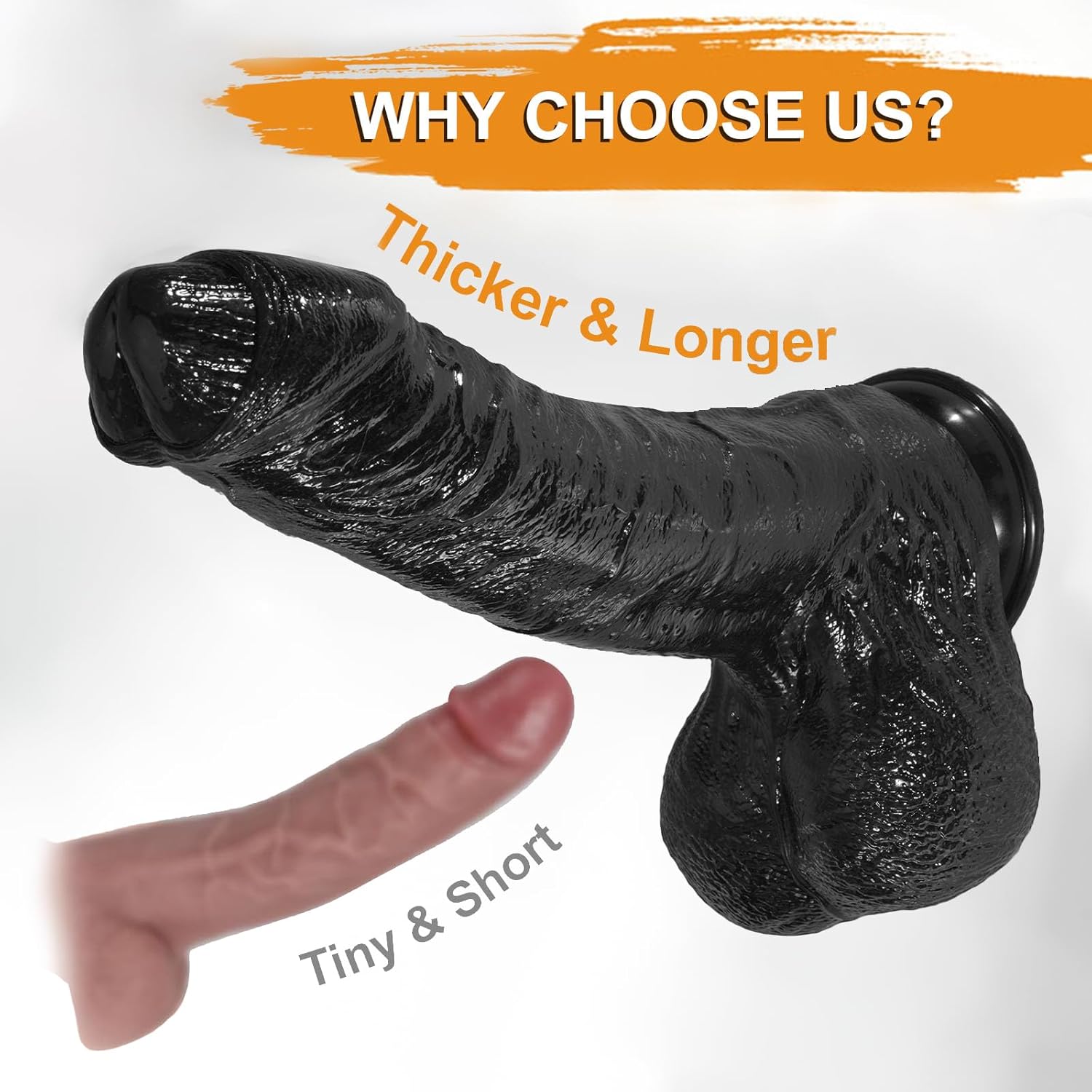 14 Inch Realistic Big Black BBC Dildo,Uncut Foreskin Thick Dildo Huge Fake Penis with Strong Suction Cup for G Spot and Anal Play Lifelike Giant Dildos Sex Toys for Women Men Couples Sexual