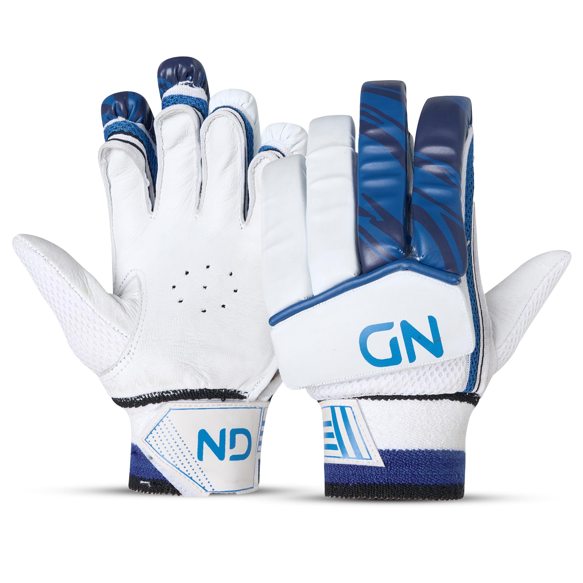 ND Sports Cricket Batting Gloves – Full Finger Protection with EVA Padding & Ventilated Leather Palm – Sweat-Resistant, Flexible & Comfortable Grip Gloves (Youth, Right)