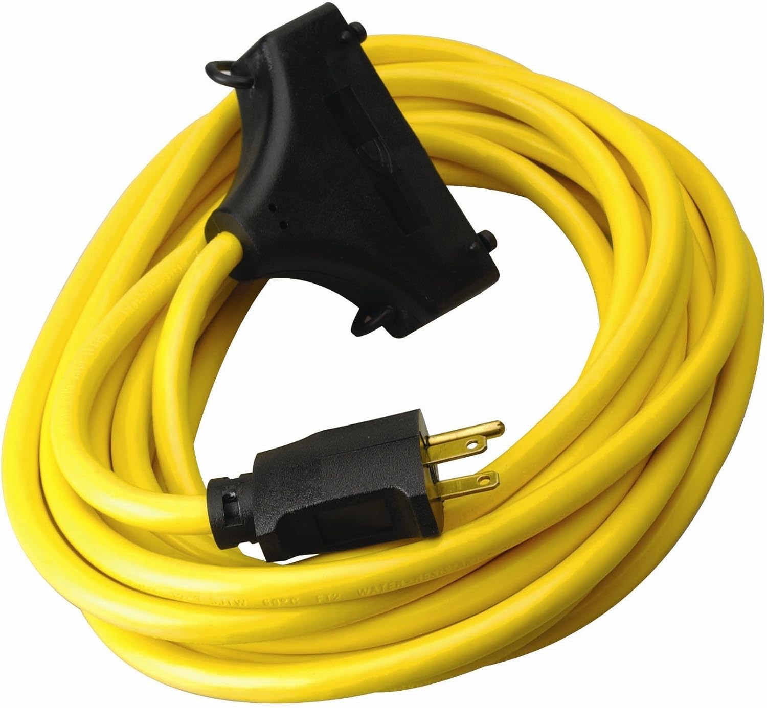 Coleman Cable 01910 12/3 Generator Power Cord with 5-15P Plug and 3-Outlets; 25-Foot
