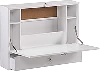 SEI Furniture Willingham White Wall Mount Folding Desk - Space-Saving Multifunctional Storage for Home Office, Kitchen or Craft Room