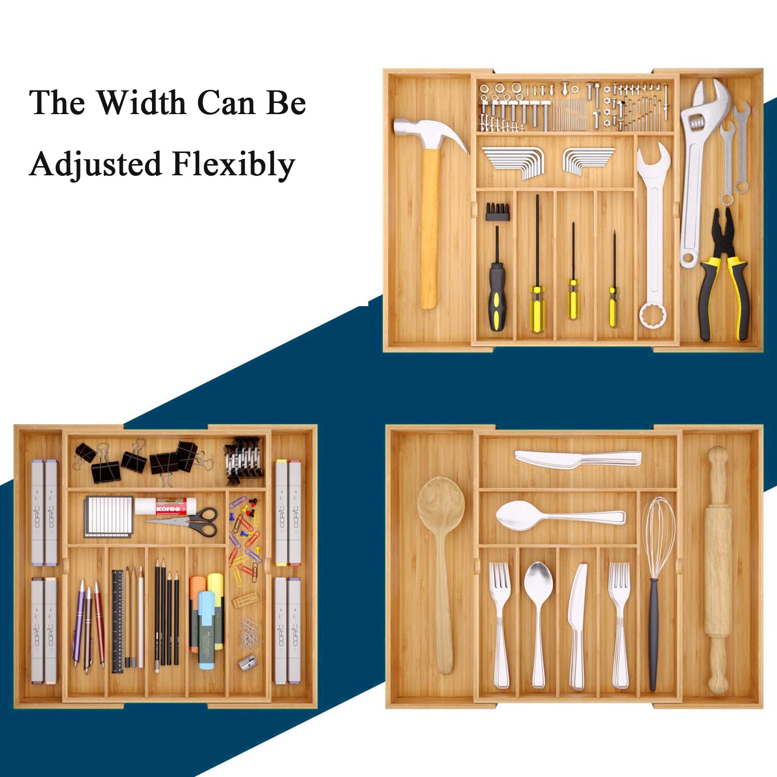 Rozszerzalny organizer do szuflady na sztućce Szuflada na sztućce do serwowania przyborów Uchwyt na przybory do kuchni, biura, artykułów łazienkowych