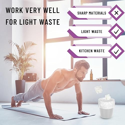 Miniatura 7 de 100 bolsas de basura sin perfume de 4 galones, fuertes y transparentes, ideales para baño, oficina, cocina, dormitorio, campamento, sala de estudio