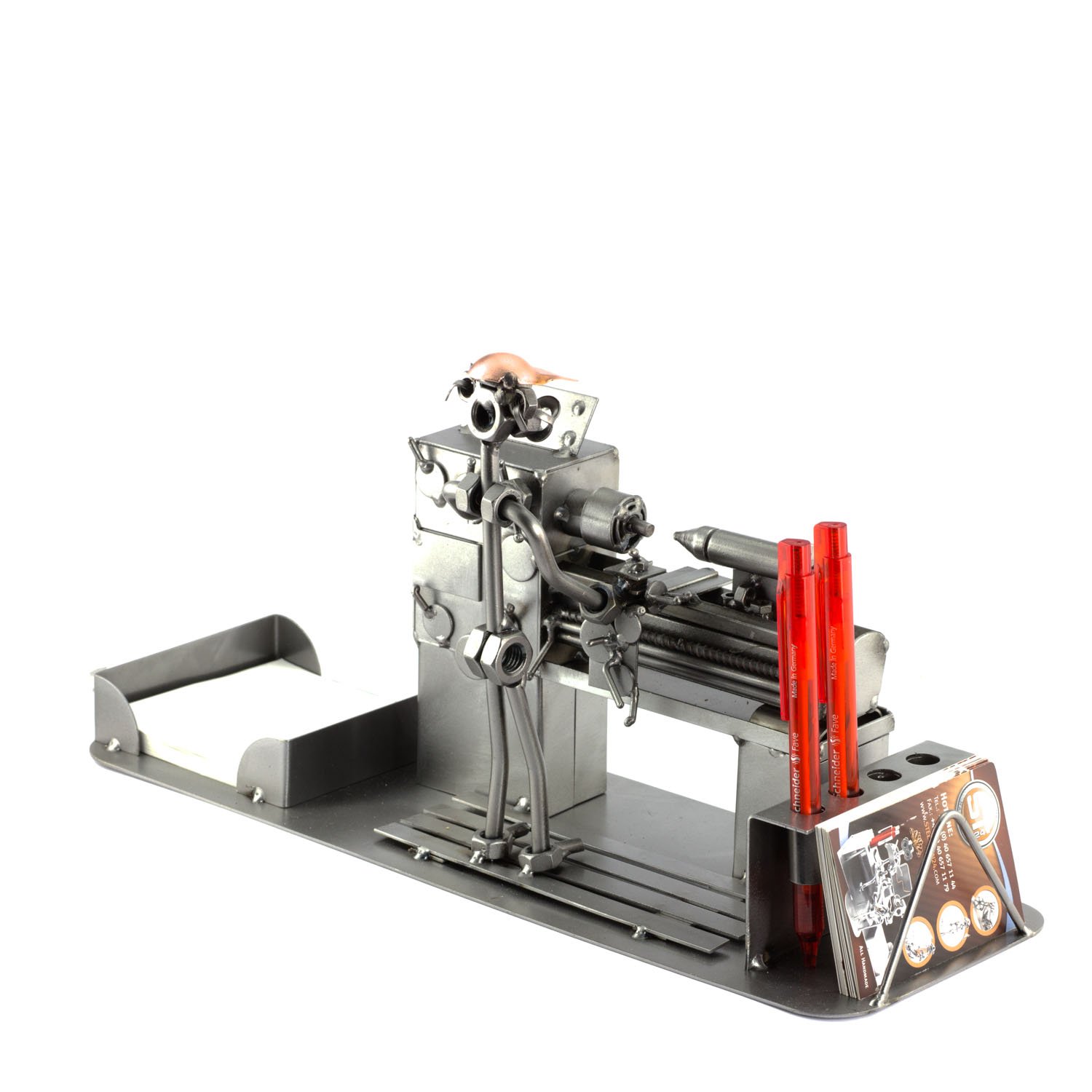 Steelman24 Schraubenmännchen Dreher Schreibtisch Organizer | Made in Germany,Handarbeit,Geschenkidee,Stahlfigur,Metallfigur,Metallmännchen
