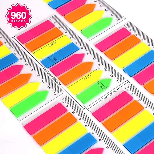 Miniatura 2 de Fandamei 960 marcadores de página de neón, 6 juegos de banderas de página translúcidas, pestañas de índice fluorescentes, pestañas adhesivas con