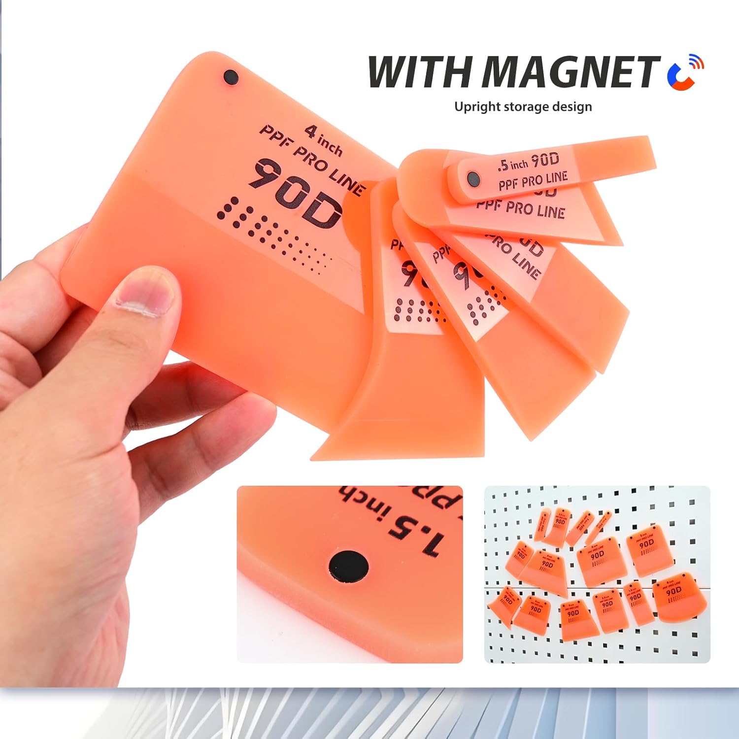 FOSHIO 14PCS PPF Squeegee in Various Shapes, Magnetic PPF Tools for The Front Bumper, Door, Handles Caps and Mirror Covers, Soft TPU Rubber Squeegee Vinyl Wrap Tools in Gift Box Packaging