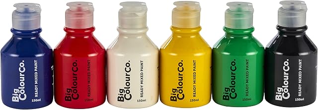 Big Colour Co Ready Mixed Paint Std Colours 6 x 150ml,BCC2085