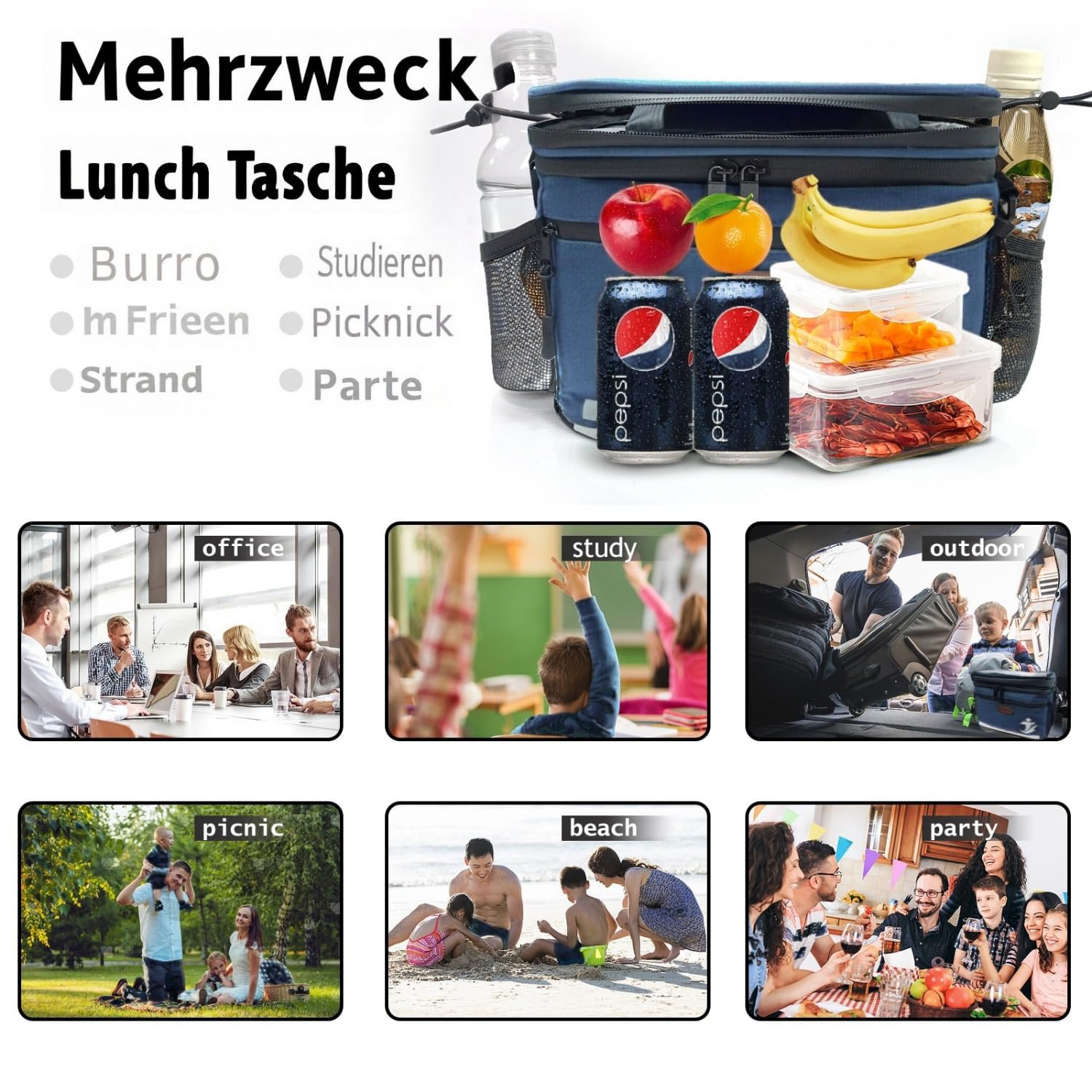 Sacoche de guidon vélo, 5L sac isotherme, sac à lunch, sac isotherme, sacoche de vélo avant, panier de vélo, support pour téléphone portable étanche, sacoche de guidon avec écran tactile et