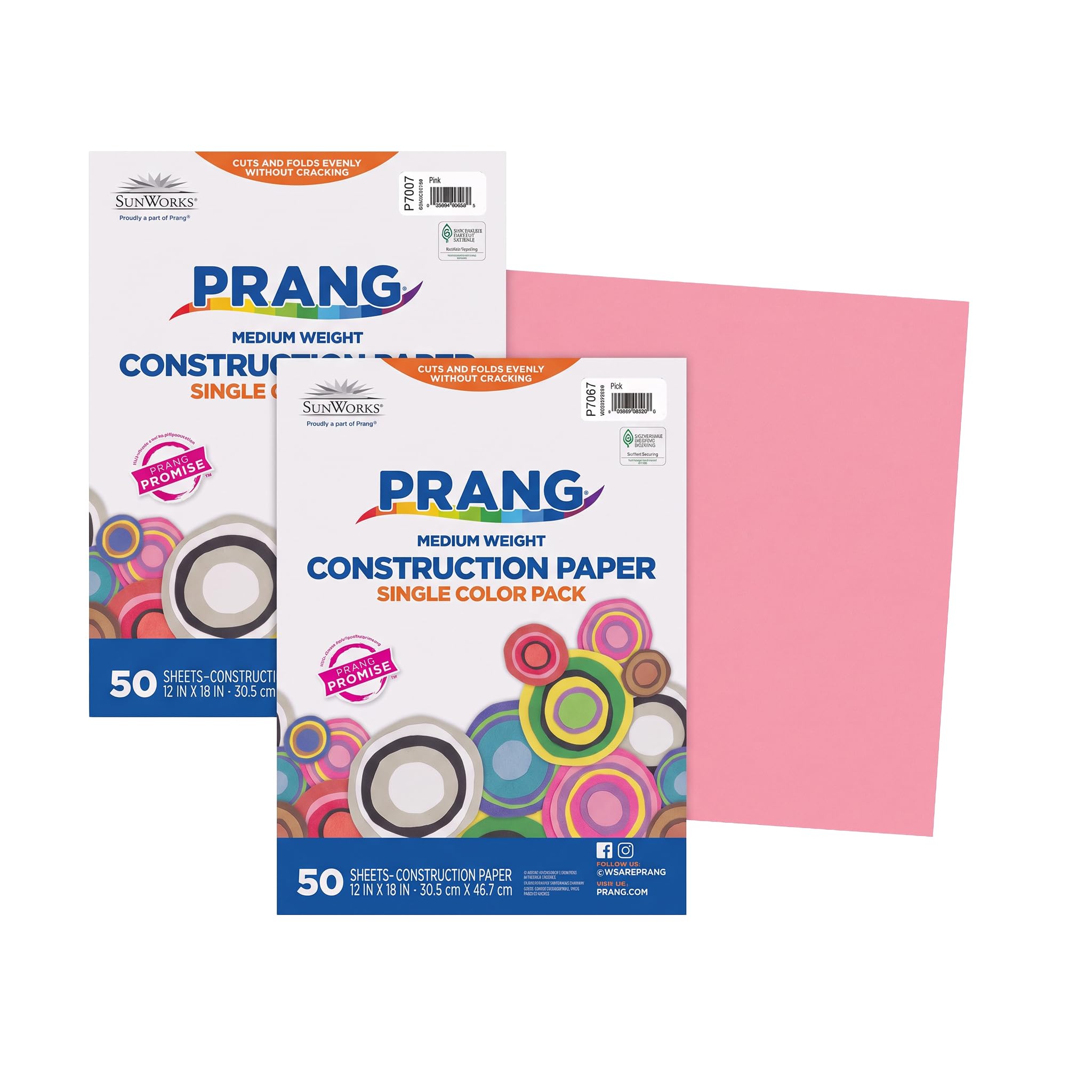 Prang (Formerly SunWorks) Construction Paper, Pink, 12" x 18", 50 Sheets (Pack of 2)