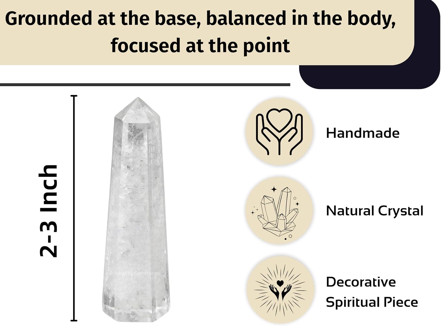 Amazing Gemstone Clear Quartz Crystal Towers ~ Natural Healing Crystal Point Obelisk for Reiki Healing and Crystal Grid (2" to 3" INCH) - Image 5