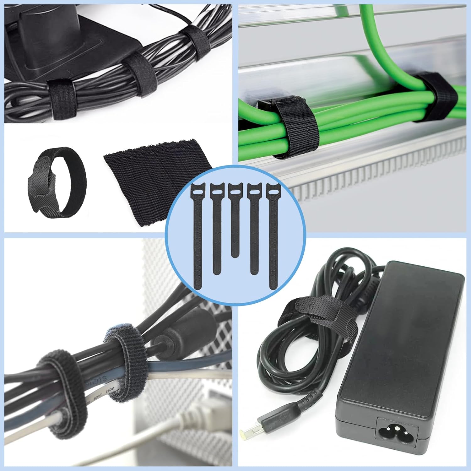 120pcs Reusable Cable Ties, 6 Inch Cable Ties Adjustable Cord Straps Cord Wrap and Hook Loop Cords Management Reusable Zip Ties for Garden Plant Secure Vine, Home, Office Use，Black