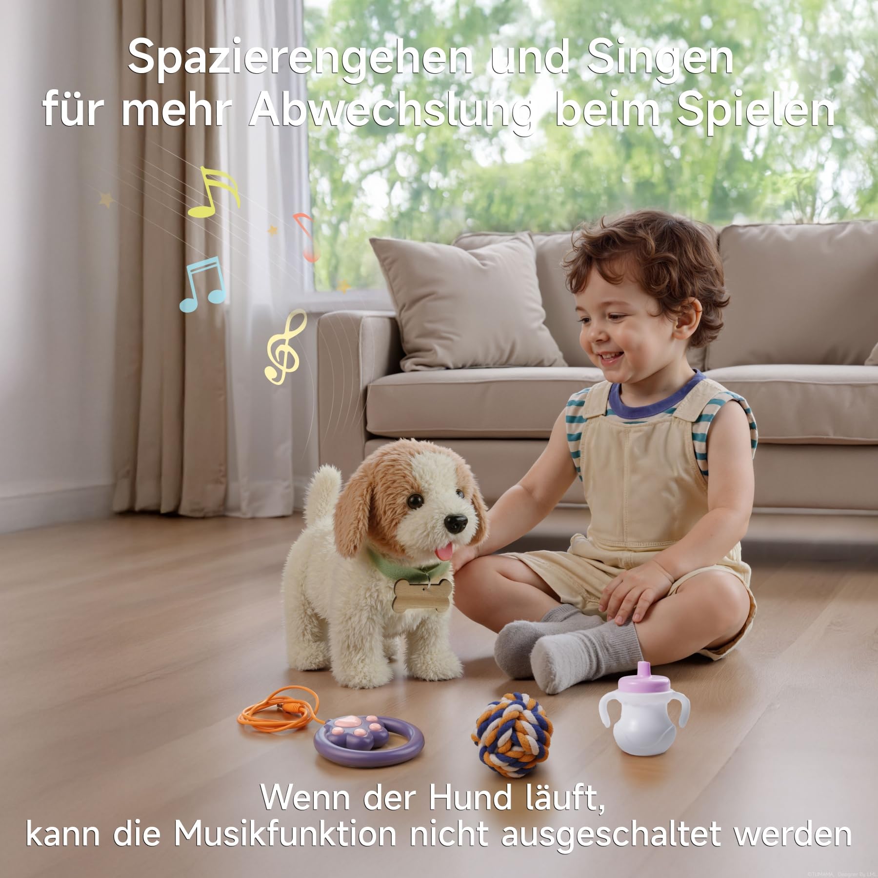 OR OR TU Spielzeug Hund der Läuft und Bellt, Realistisches Interaktives Hund Spielzeug Kinder Plüschwelpe Elektronische Haustiere mit Ferngesteuerter für Kinder Mädchen Junge Geschenk