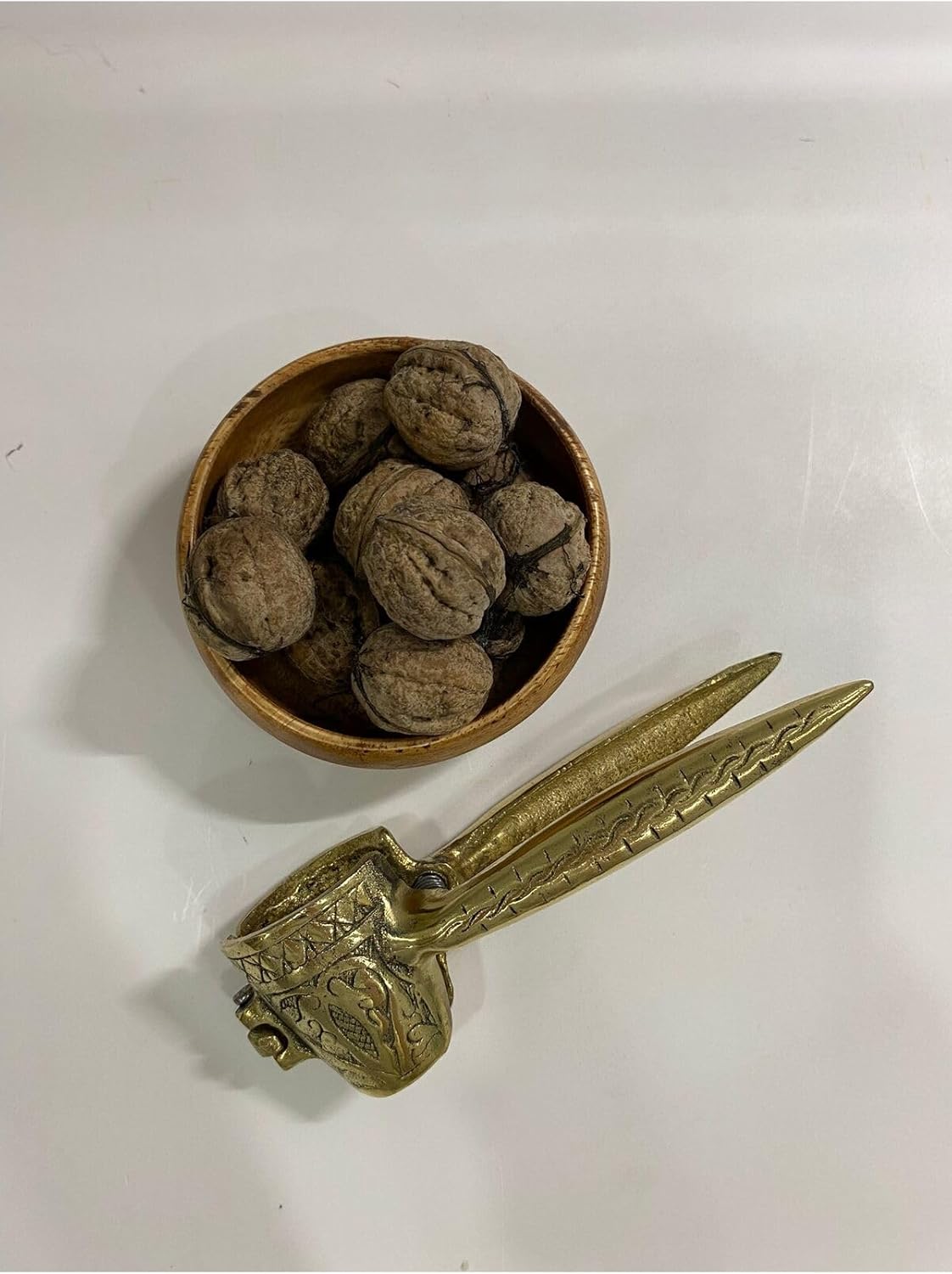Cast Brass Nutcracker, Heavy Duty Nut Cracker Tool for Walnuts, Hazelnuts, Yellow Finish - Yellow, One Size