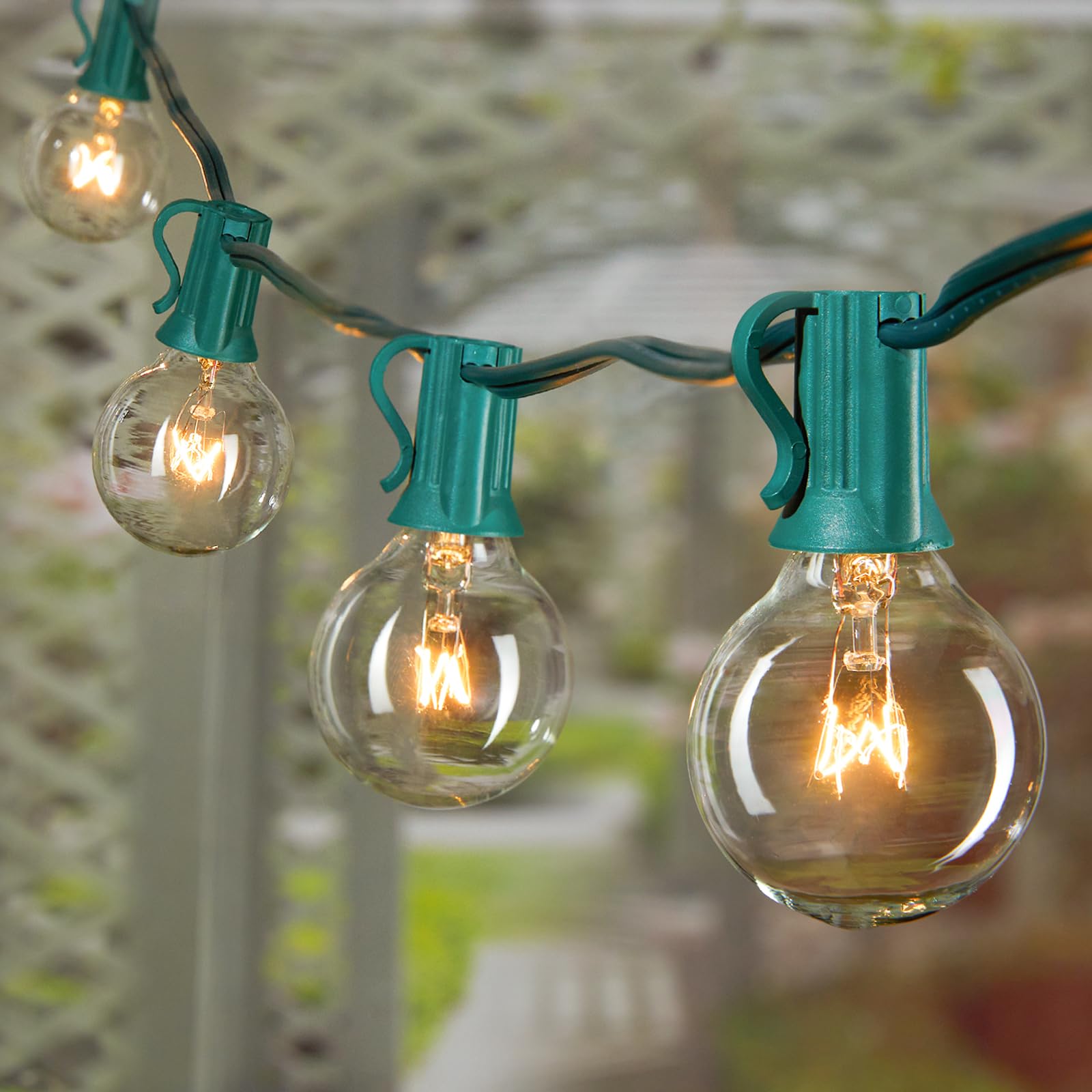 25Ft G40 Globe String Light Set, UL Listed for Indoor/Outdoor Commercial Decor (Green Wire)